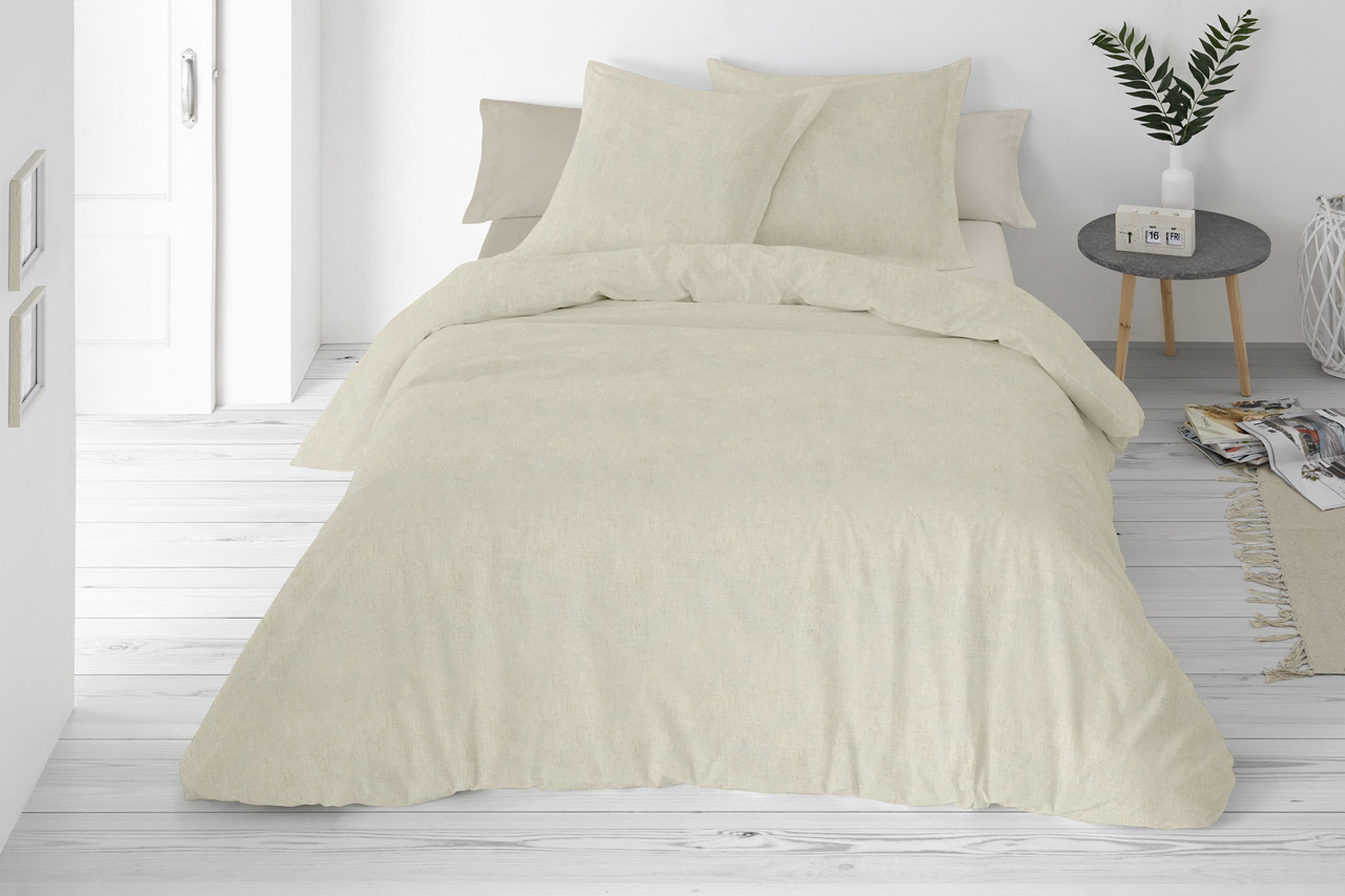 Komplet pościeli z lnem Linen 160x200 cm z dwiema poszewkami na poduszkę 70x80 cm beżowa
