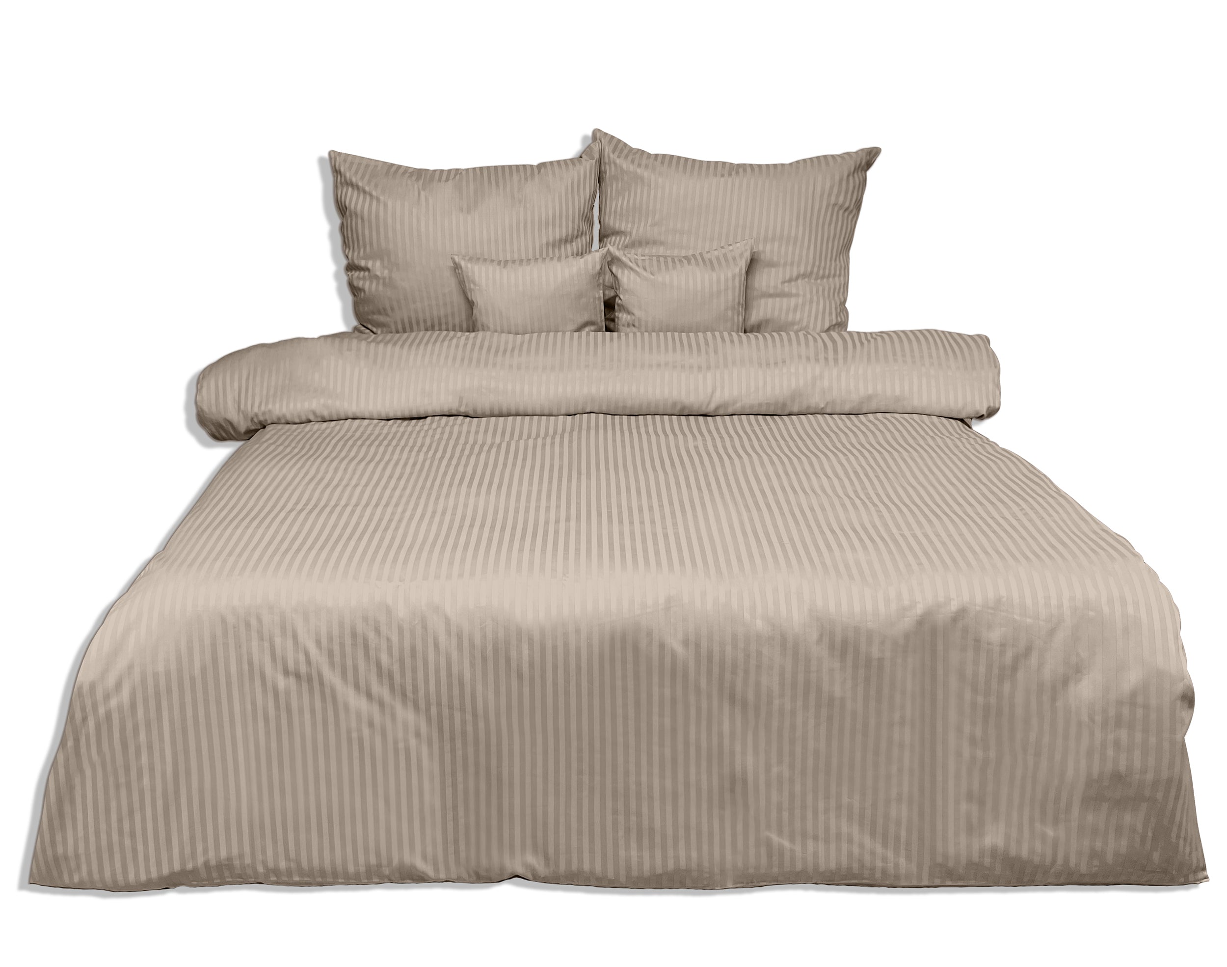 Pościel Damask w paski 200x160 cm z dwiema poszewkami na poduszkę 80x70 cm kaszmir
