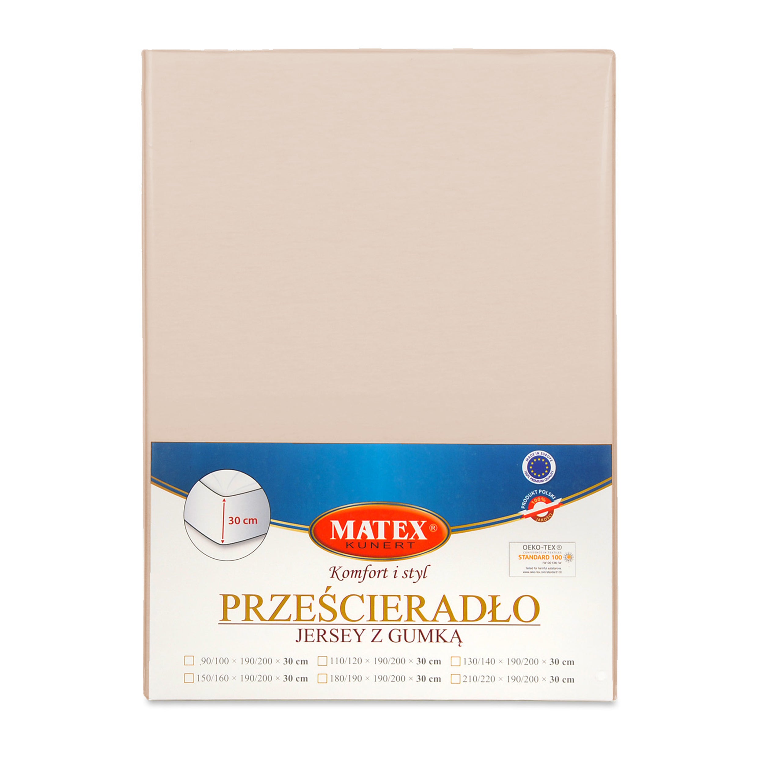 Prześcieradło jersey Herrent z gumą na materac 120x200 cm beżowe