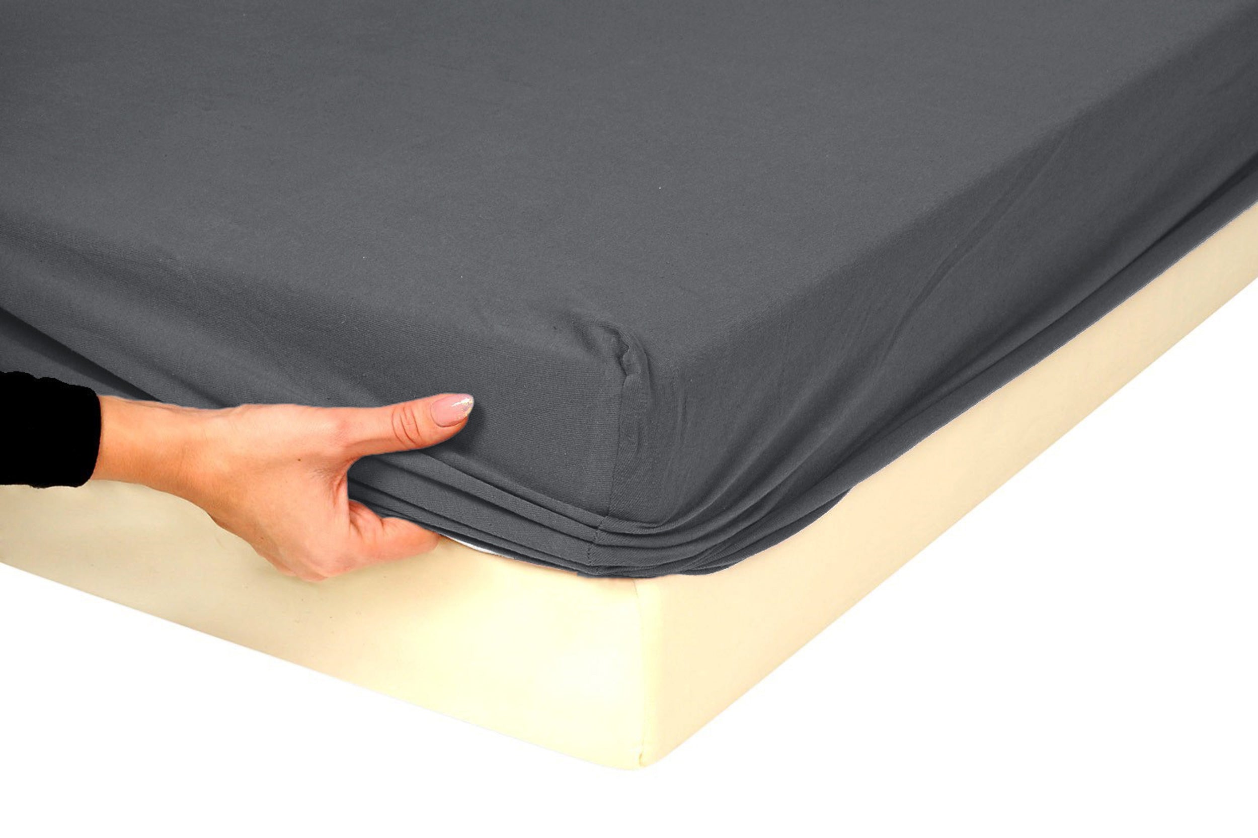 Prześcieradło jersey Herrent z gumą na materac 90x200 cm grafitowe