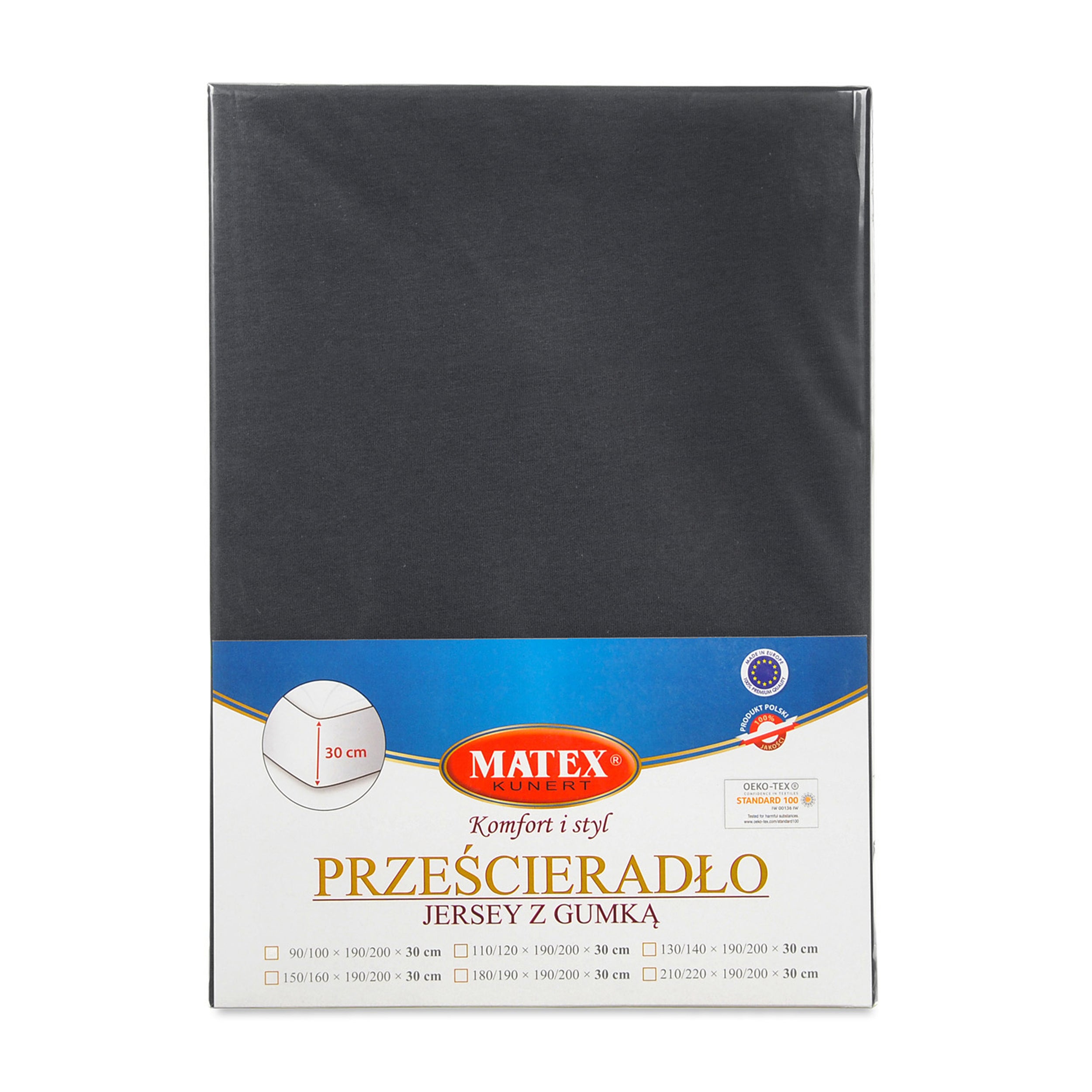 Prześcieradło jersey Herrent z gumą na materac 90x200 cm grafitowe