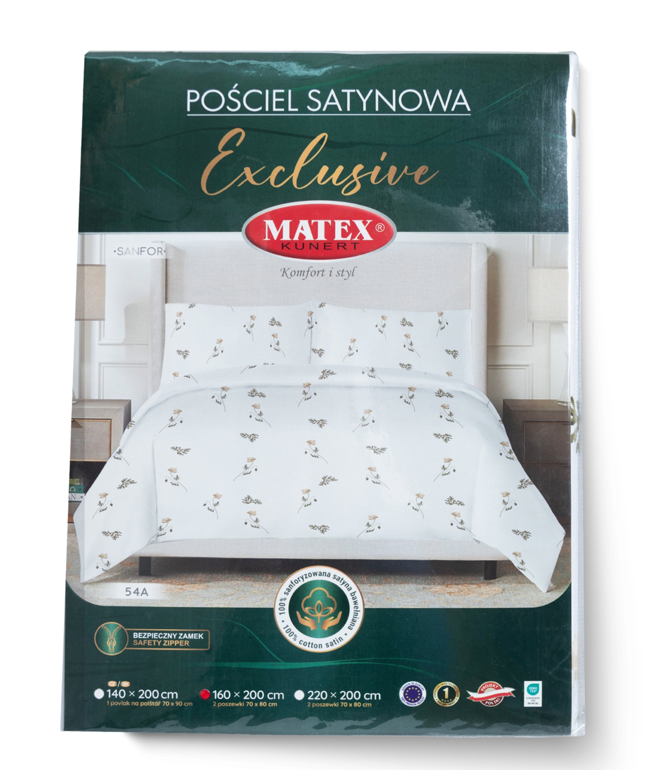 Pościel satynowa Exclusive delikatna łąka 200x160 cm z dwiema poszewkami na poduszkę 80x70 cm