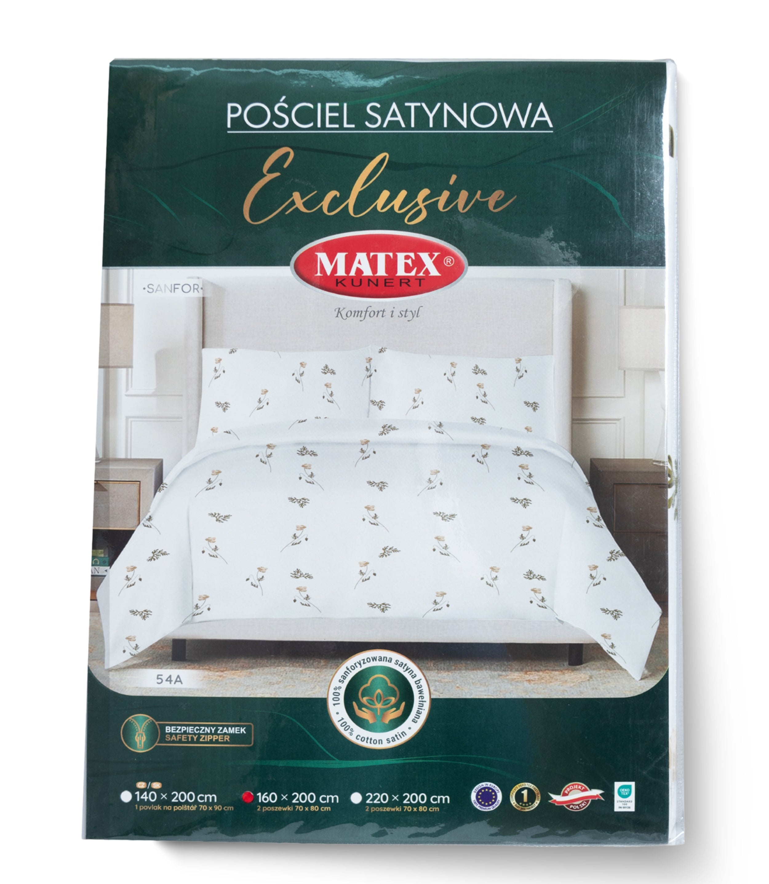 Pościel satynowa Exclusive delikatna łąka 220x200 cm z dwiema poszewkami na poduszkę 80x70 cm