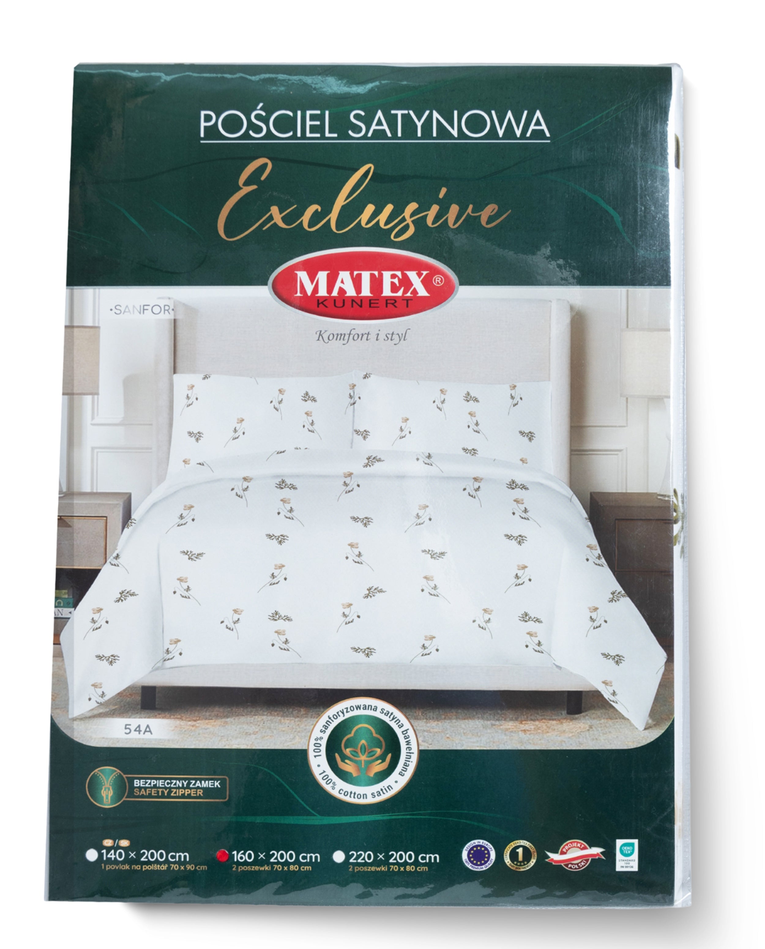 Pościel satynowa Exclusive delikatna łąka 200x140 cm z poszewką na poduszkę 90x70cm