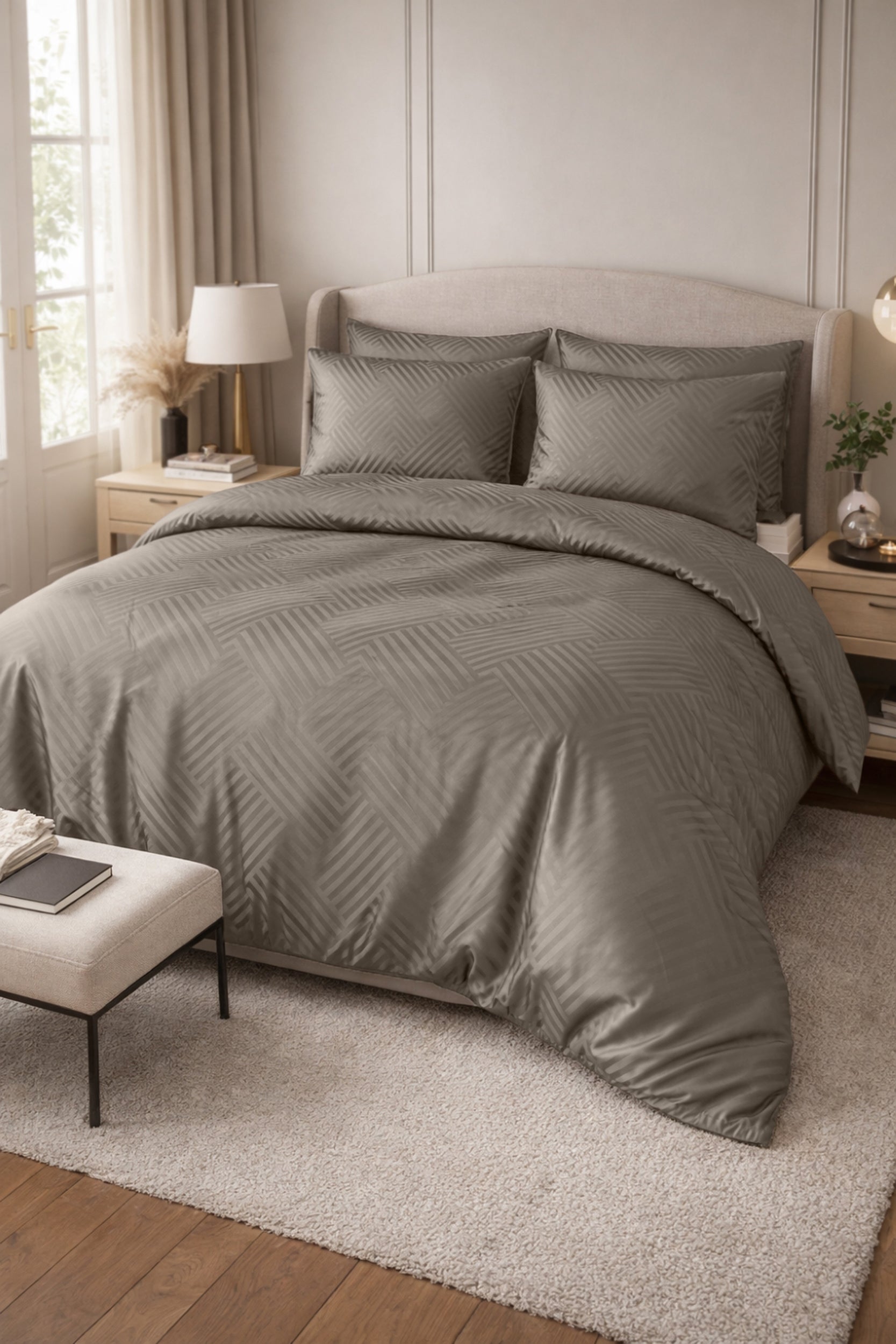 Komplet pościeli z adamaszku Altasoma 140x200 z poszewką na poduszkę 70x90 cm taupe