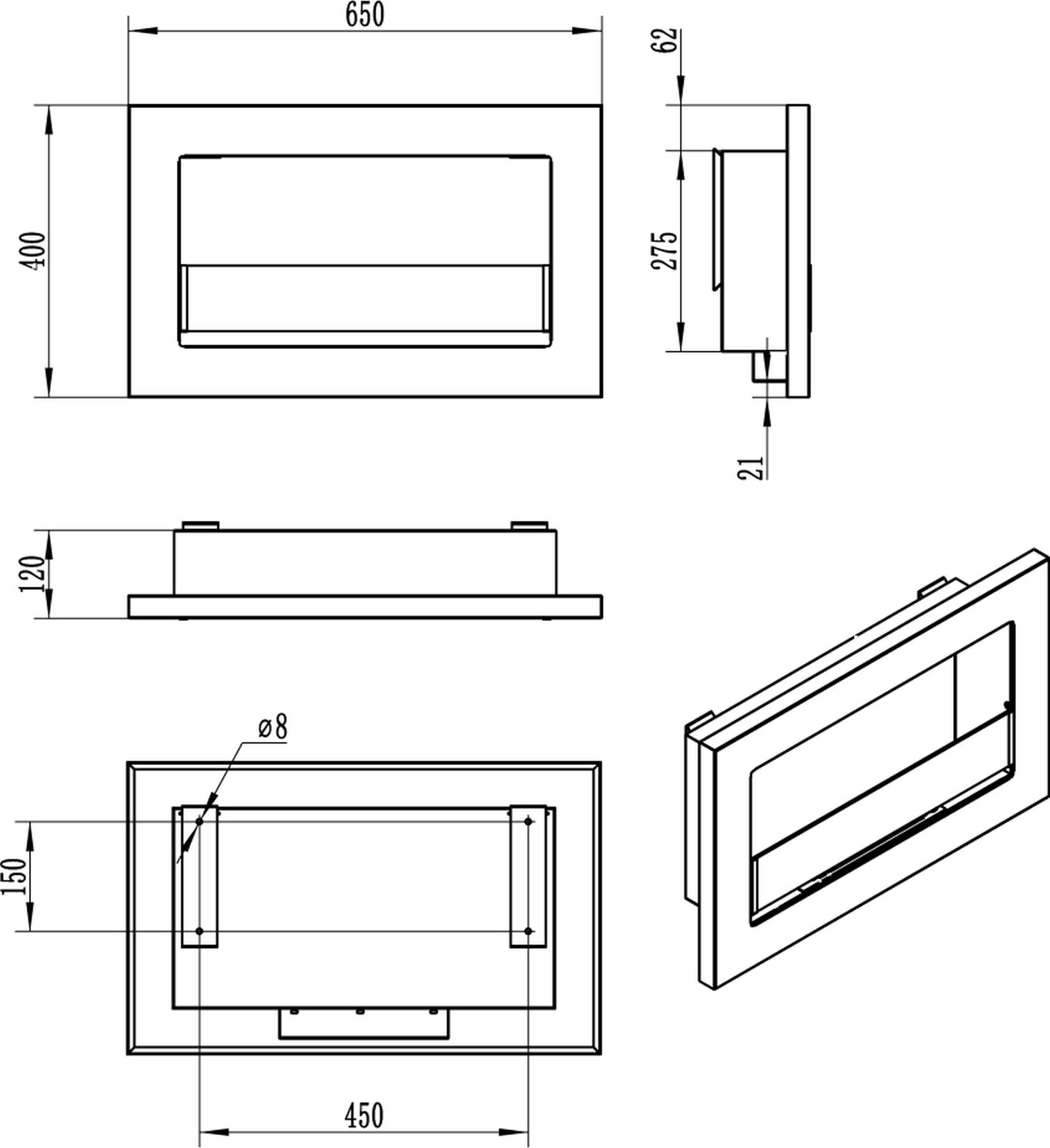Biokominek Maltern 65x40 cm SLIM czarny strukturalny z certyfikatem TÜV
