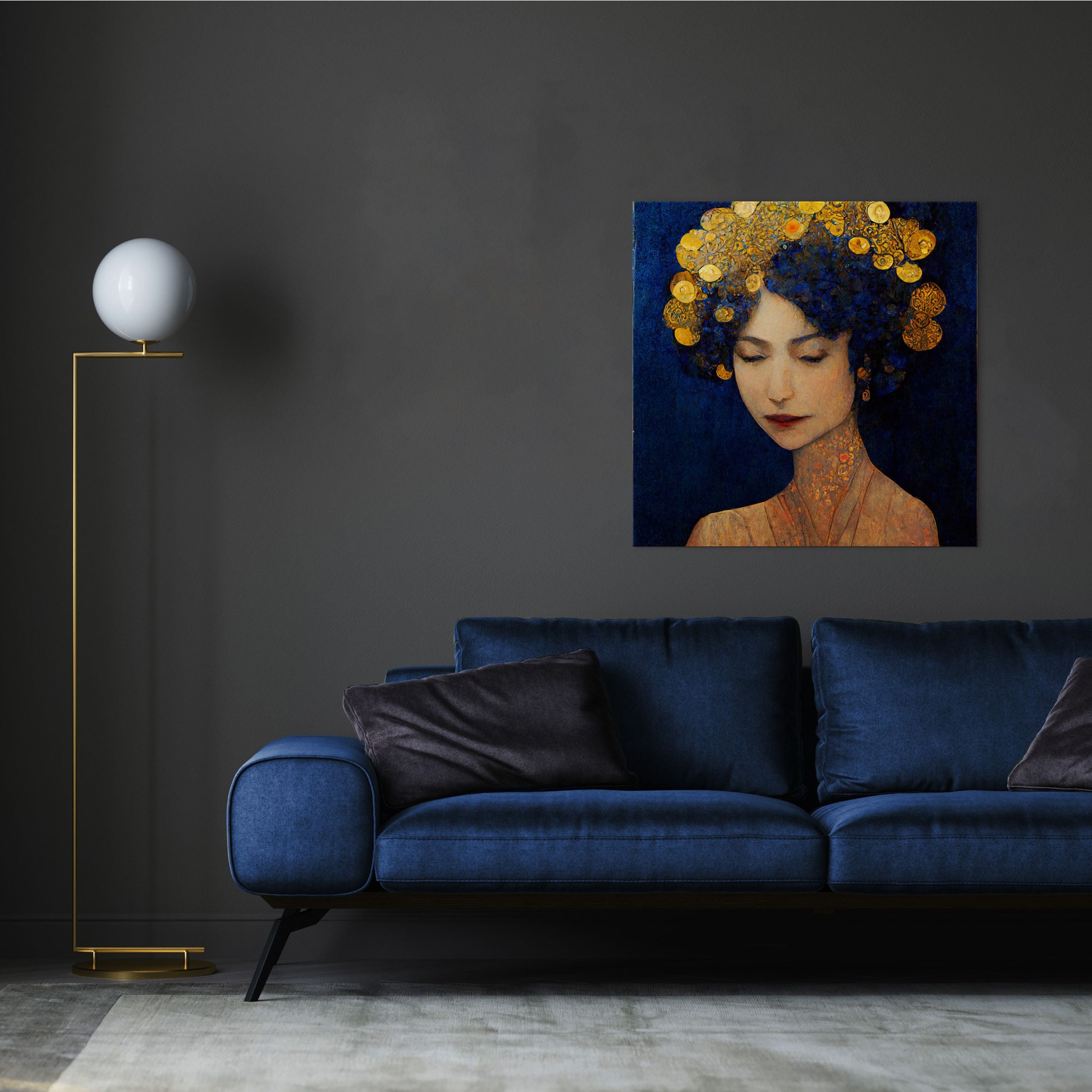 Obraz Silver 60x60 cm złoto-granatowy