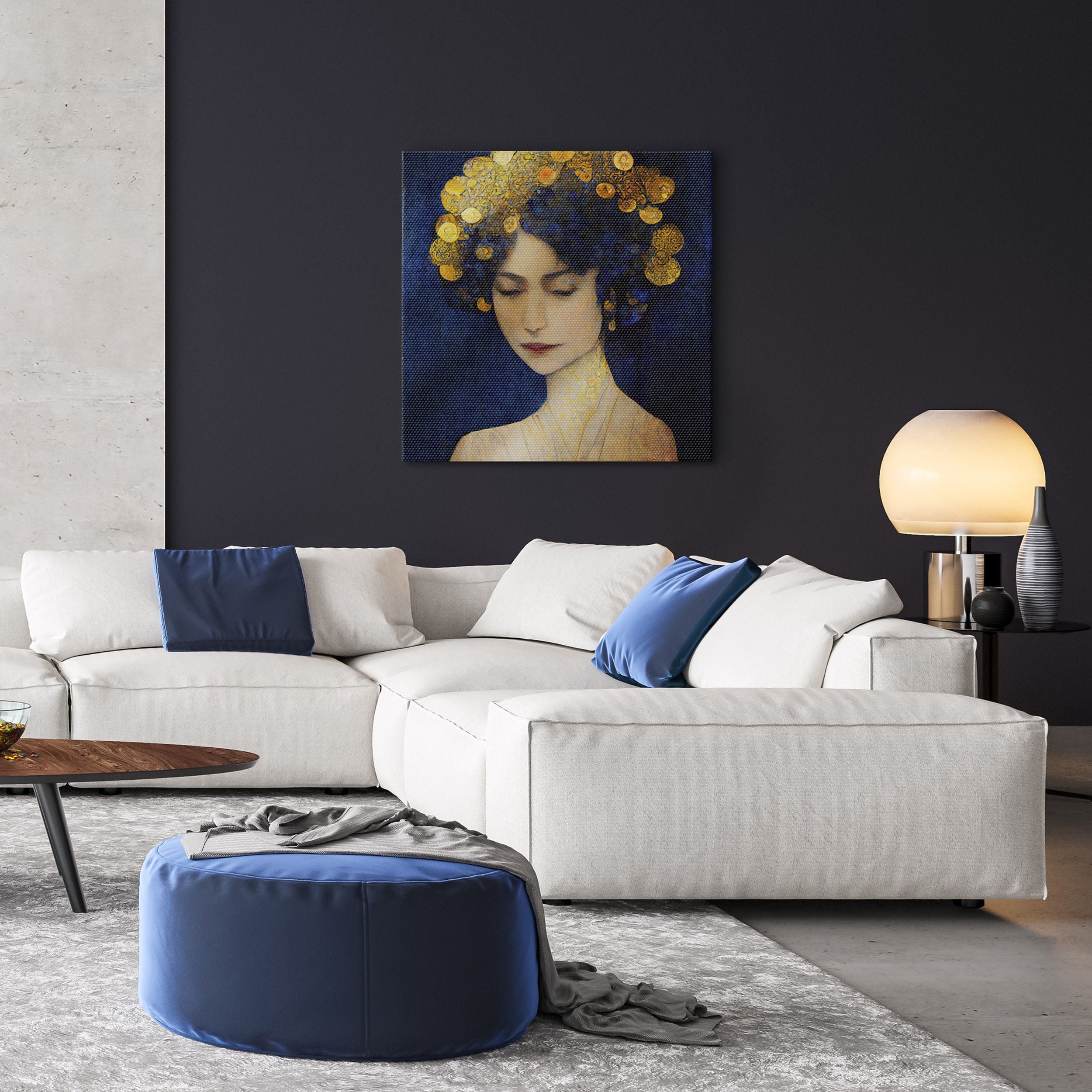 Obraz Silver 60x60 cm złoto-granatowy