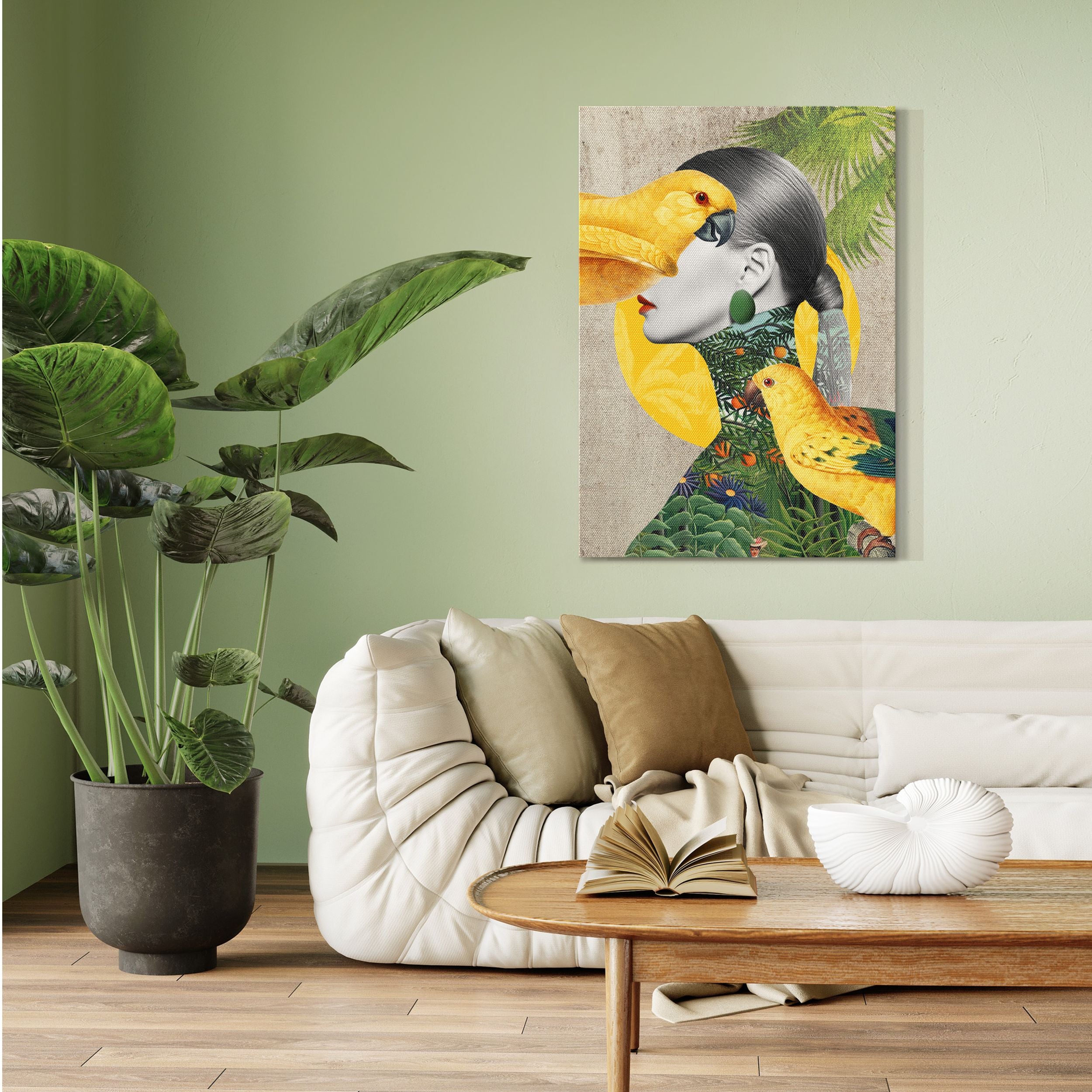 Obraz Parrot Girl 100x70 cm wielokolorowy