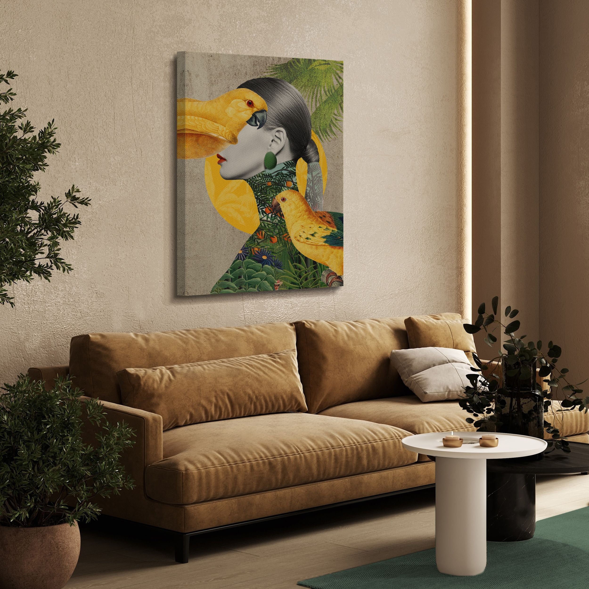 Obraz Parrot Girl 100x70 cm wielokolorowy
