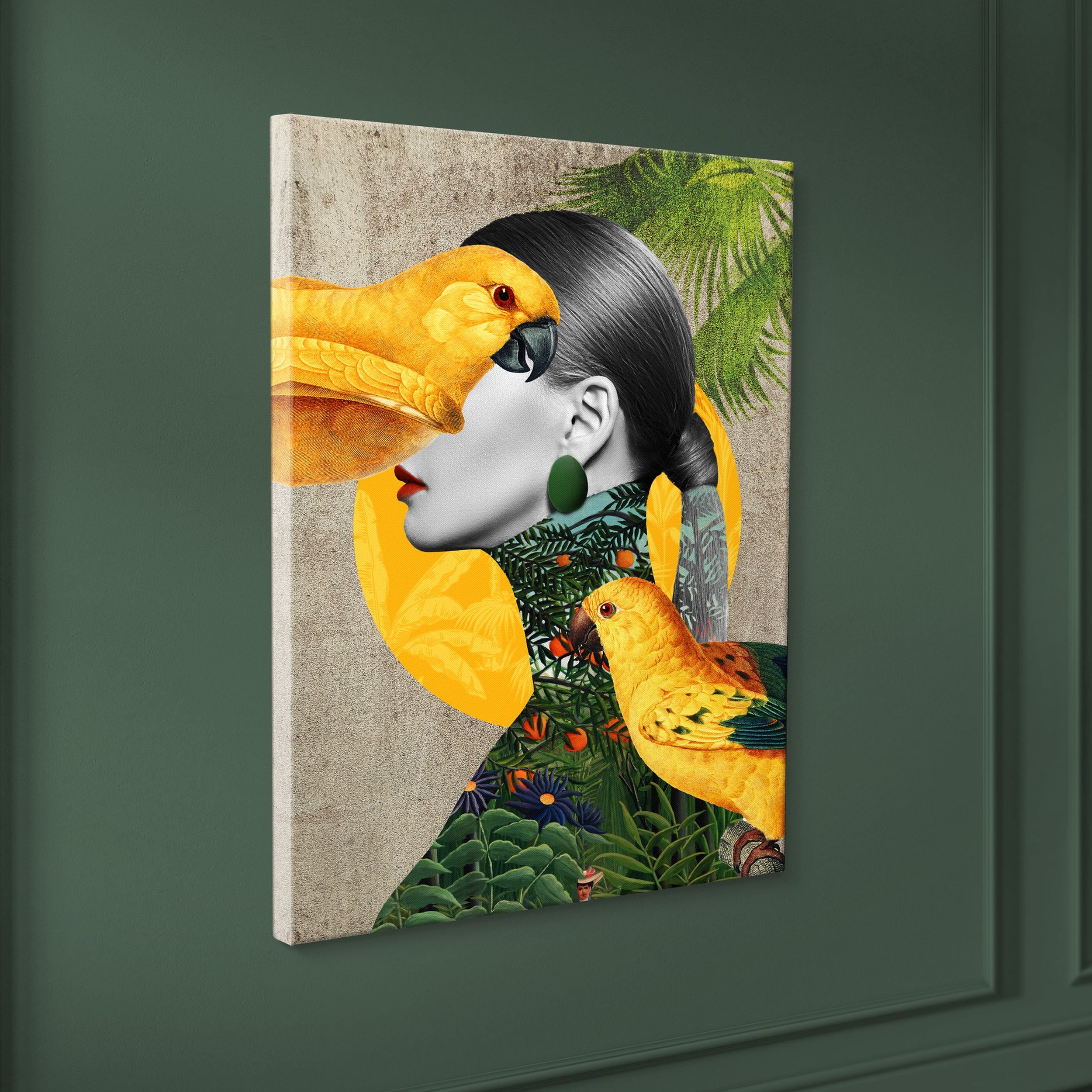Obraz Parrot Girl 100x70 cm wielokolorowy