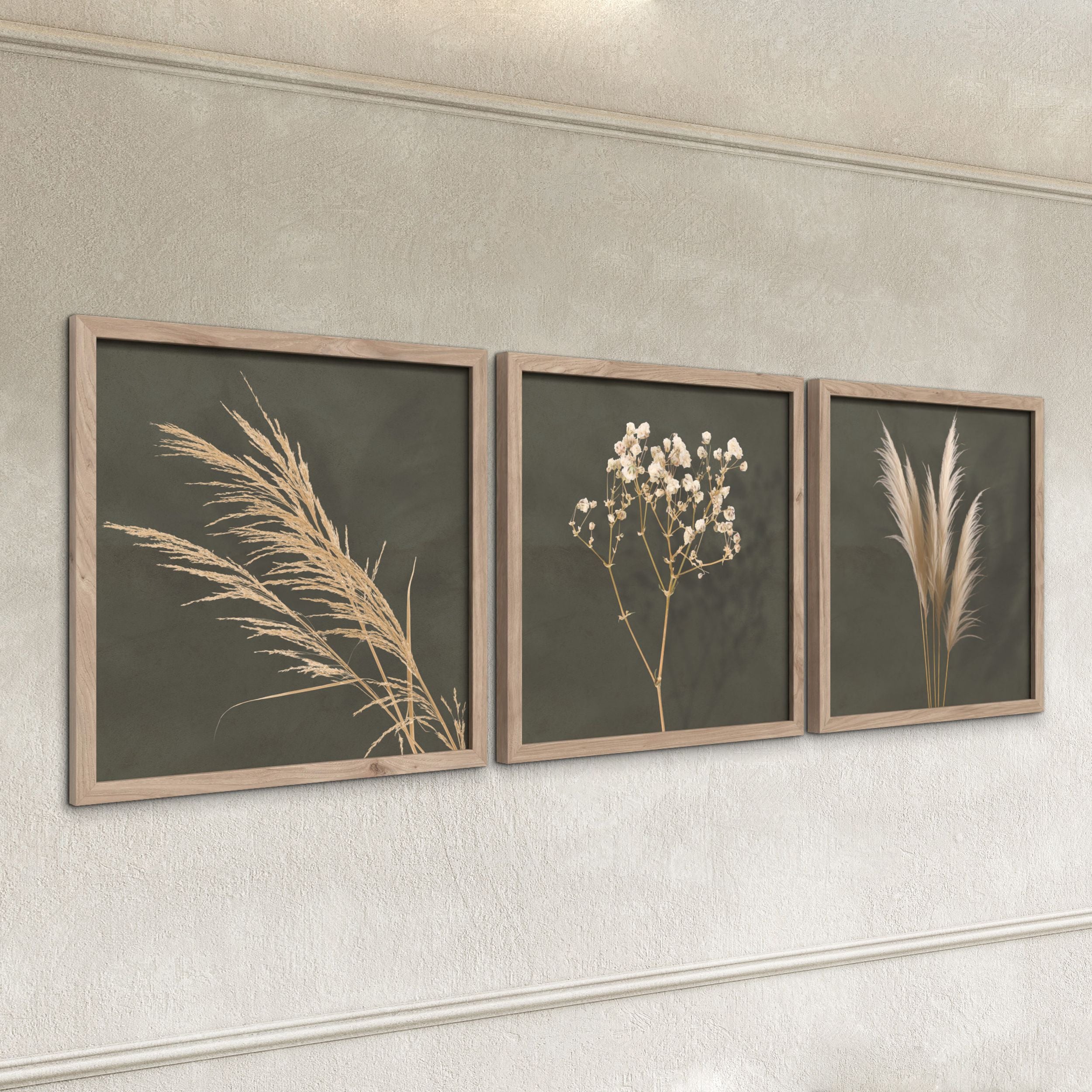 Zestaw trzech obrazów Climmes 30x30 cm zielone