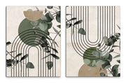Zestaw 2 obrazów Green Arc 42x32 cm zielono-beżowe