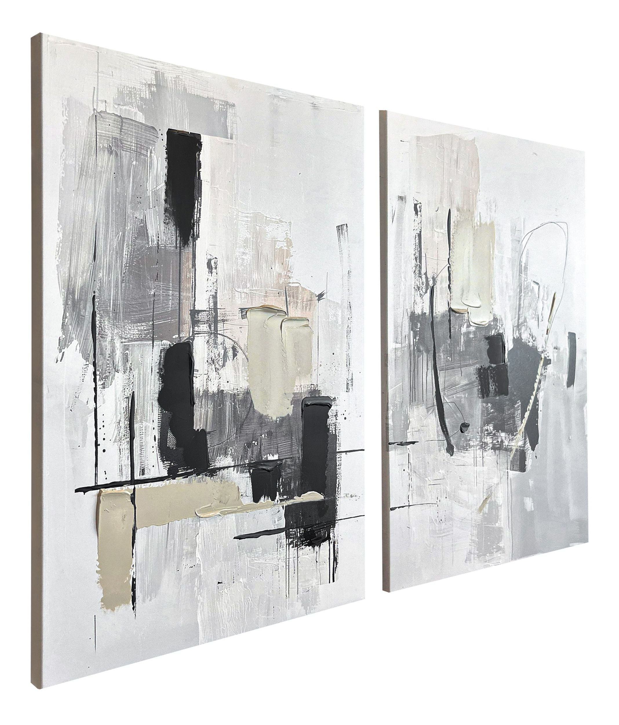 Zestaw 2 obrazów Soot 70x50 cm z ręcznie malowanymi elementami