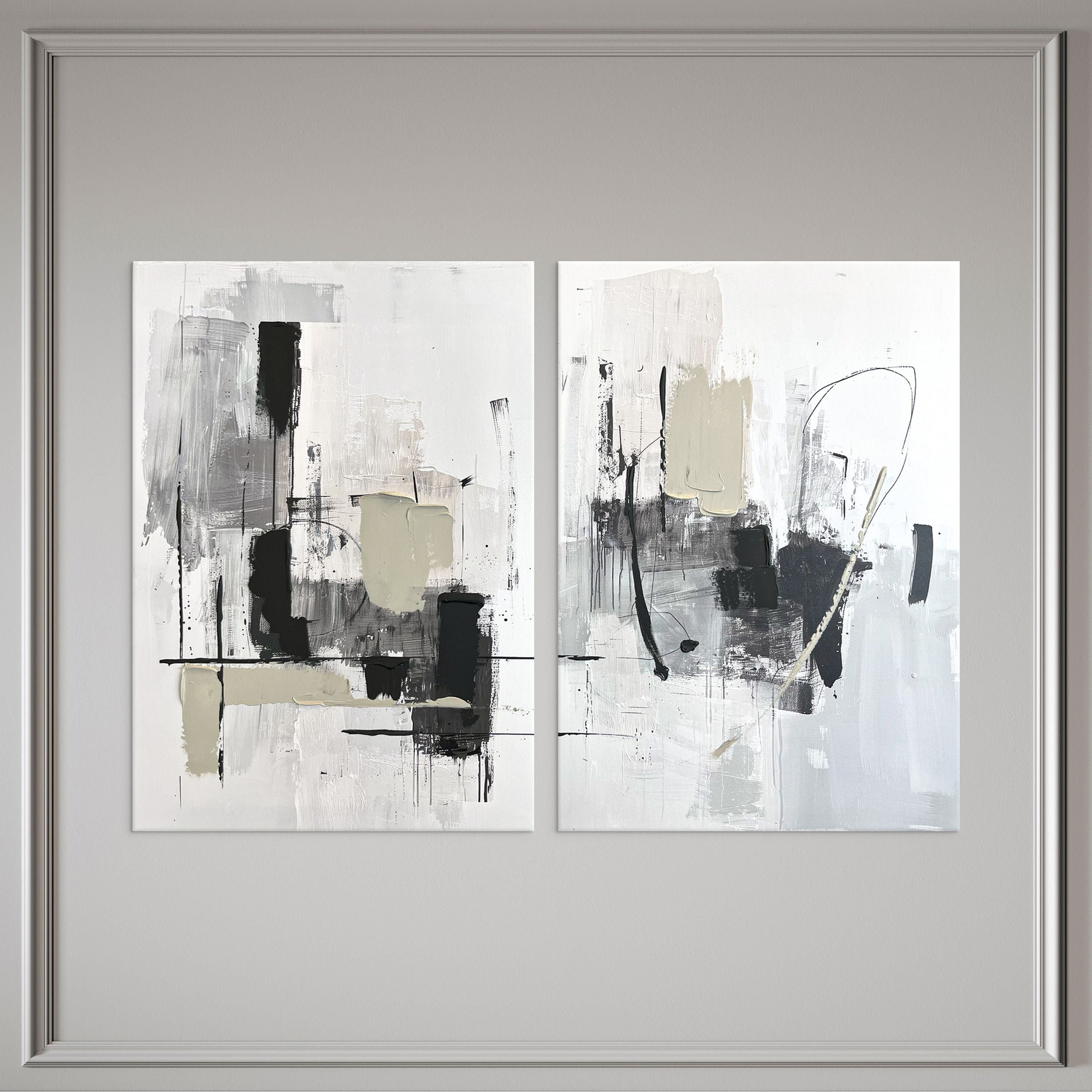 Zestaw 2 obrazów Soot 70x50 cm z ręcznie malowanymi elementami