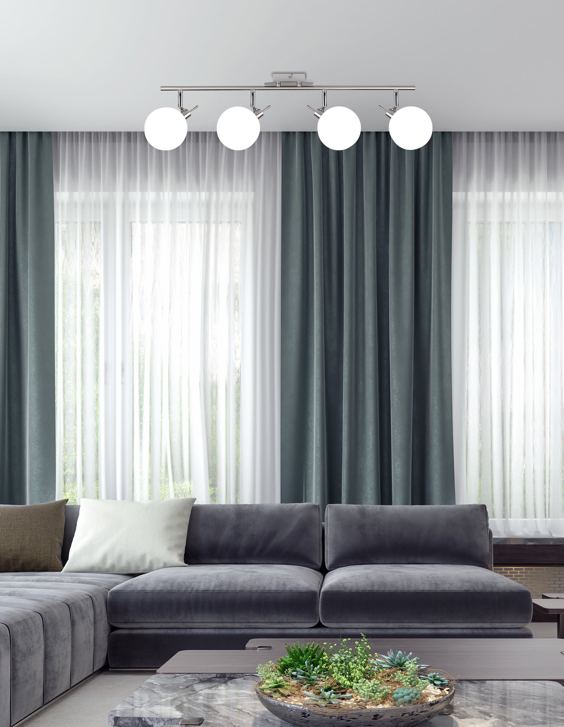 Lampa Sufitowa Ghost x4 srebrna G9