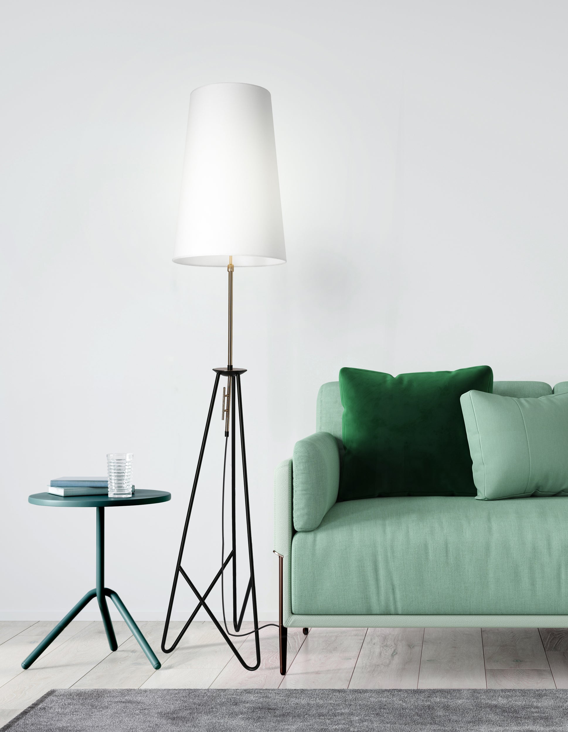 Lampa Podłogowa Taflo 175 cm czarno-złota E27