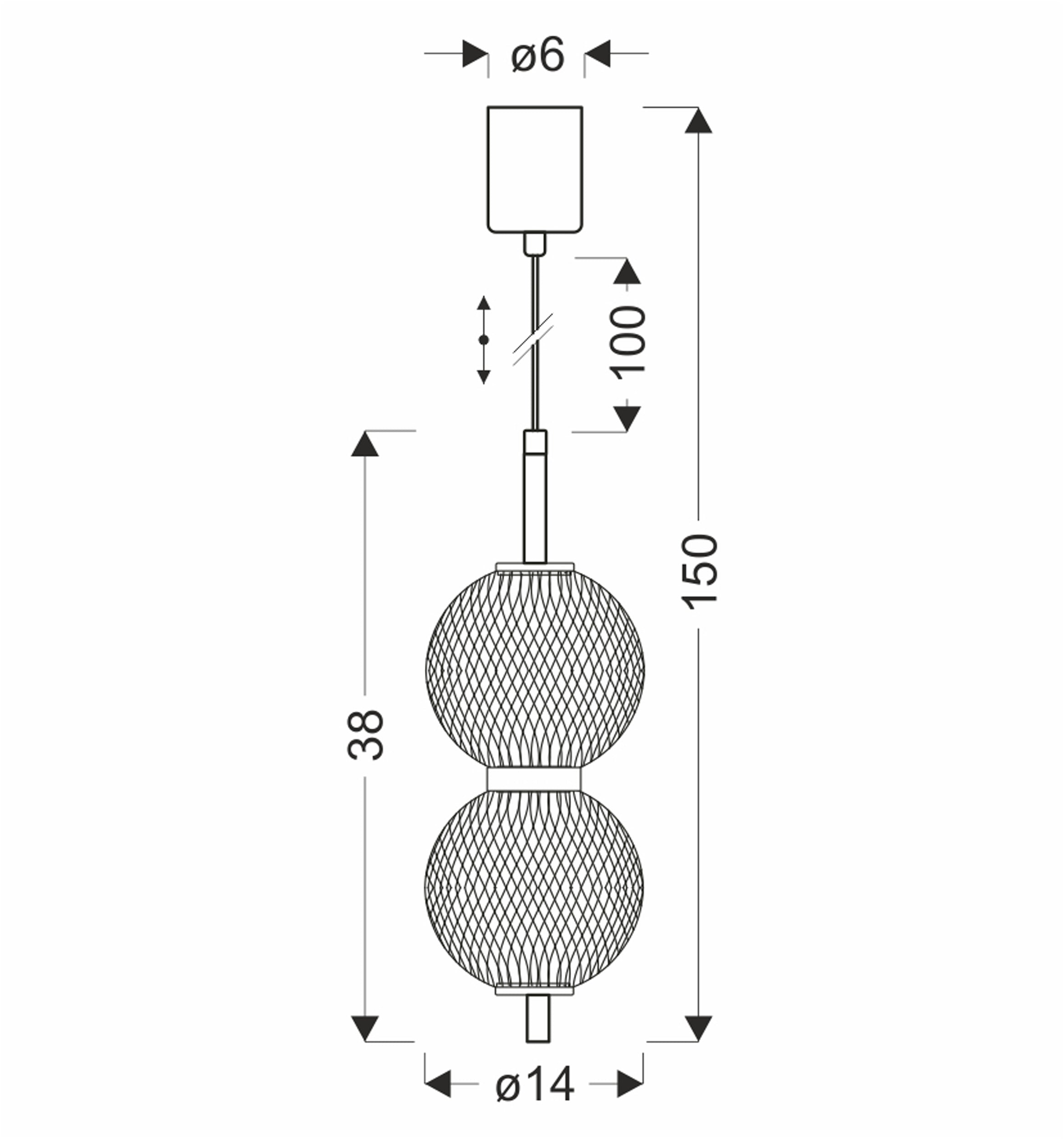 Lampa Wisząca LED Puma x2 14 cm czarna