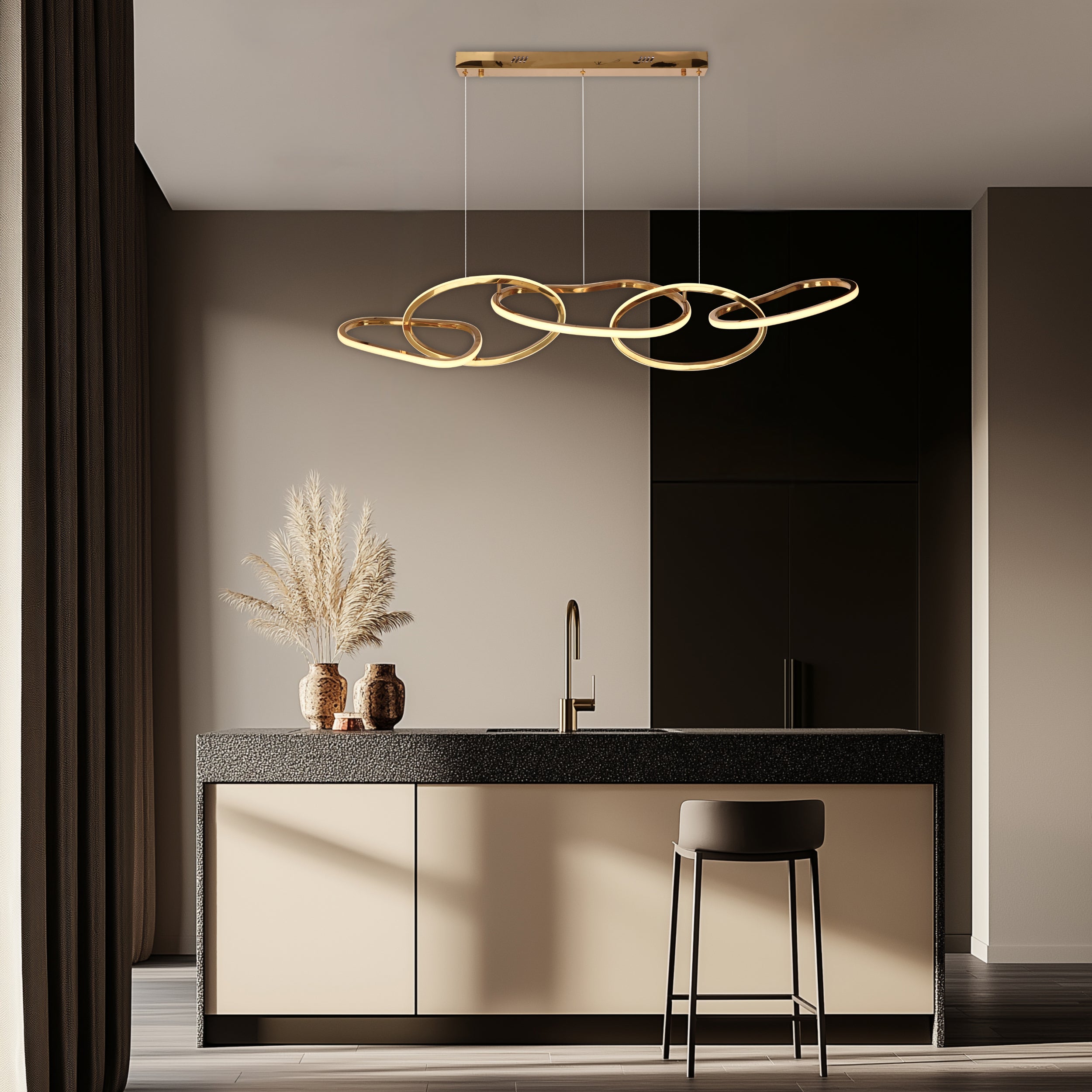 Lampa wisząca LED Anneli złota 3000K 45W z białą maskownicą
