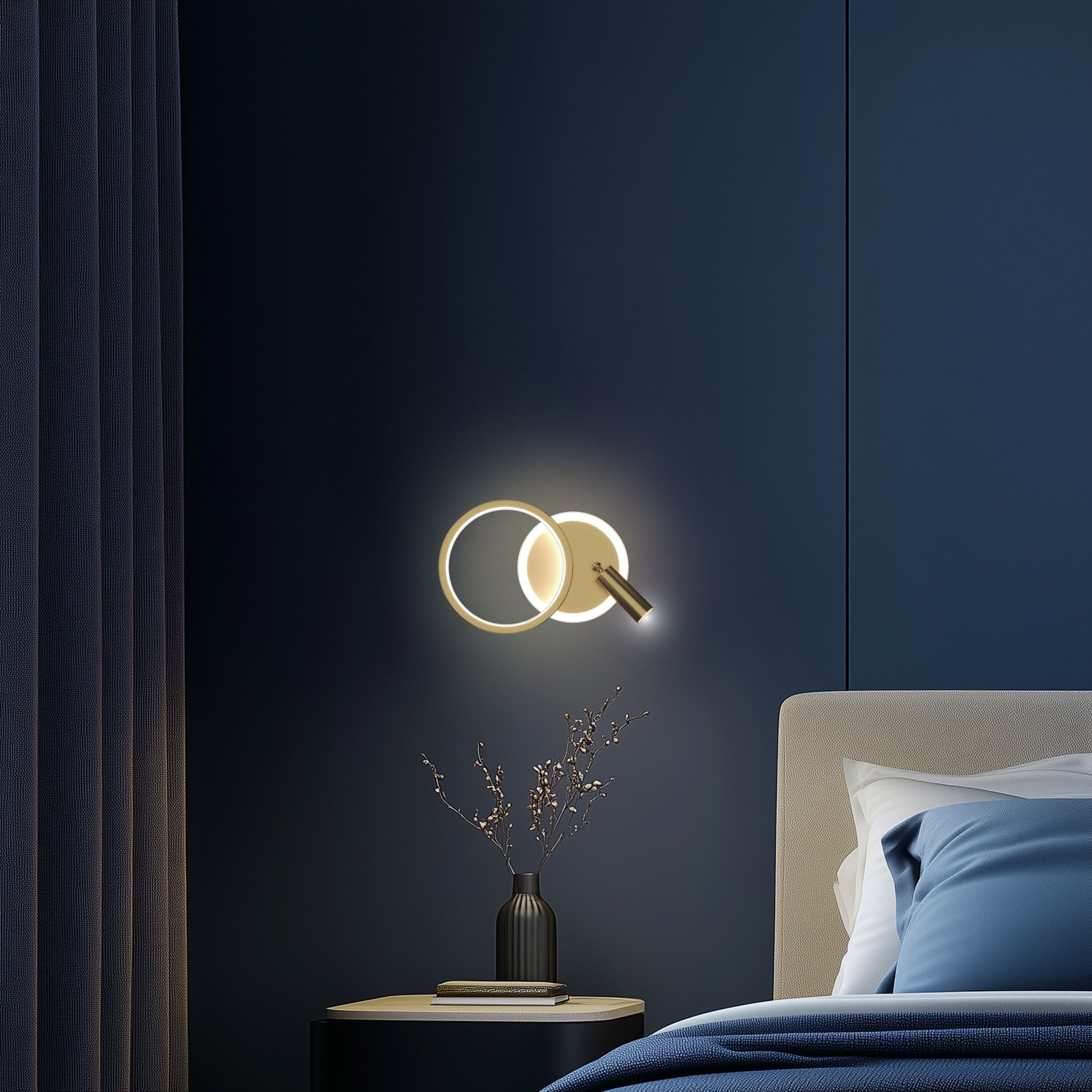 Kinkiet LED Monet złoty okrągły 3000K 15W z białym kloszem