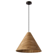 Lampa wisząca Cono 33 czarna E27 40W z dębowym abażurem