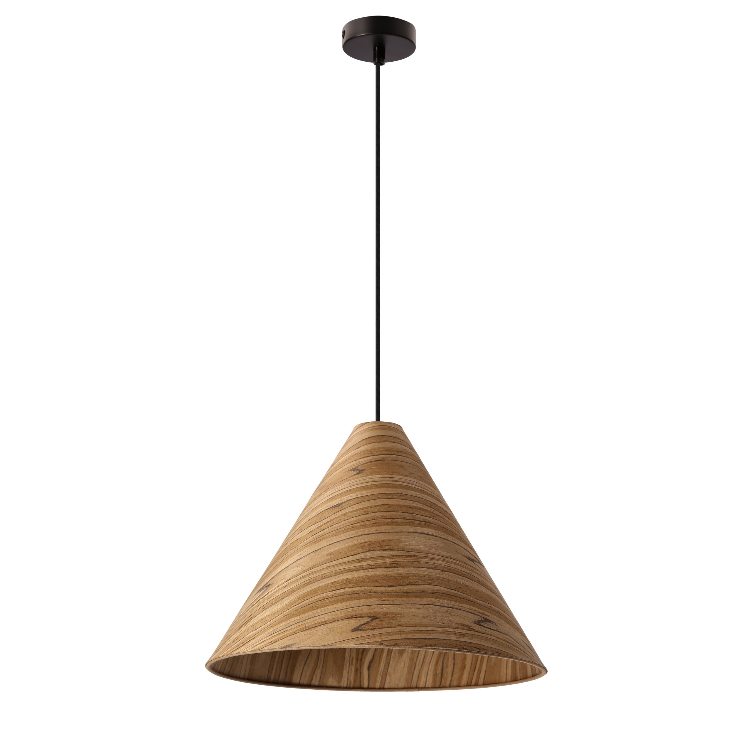 Lampa wisząca Cono 33 czarna E27 40W z dębowym abażurem