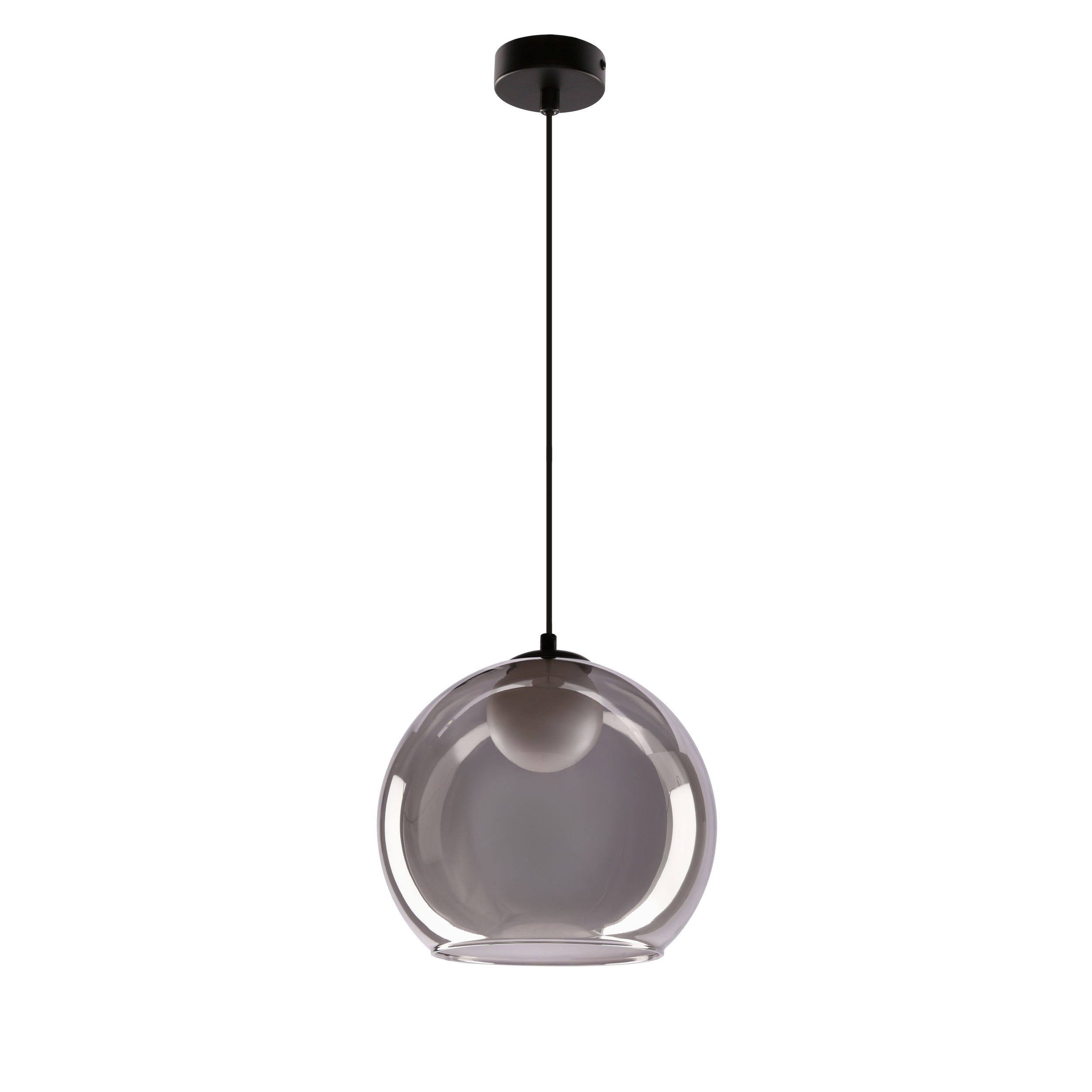 Lampa sufitowa Brin czarna G9 15W z dymiono-białym kloszem