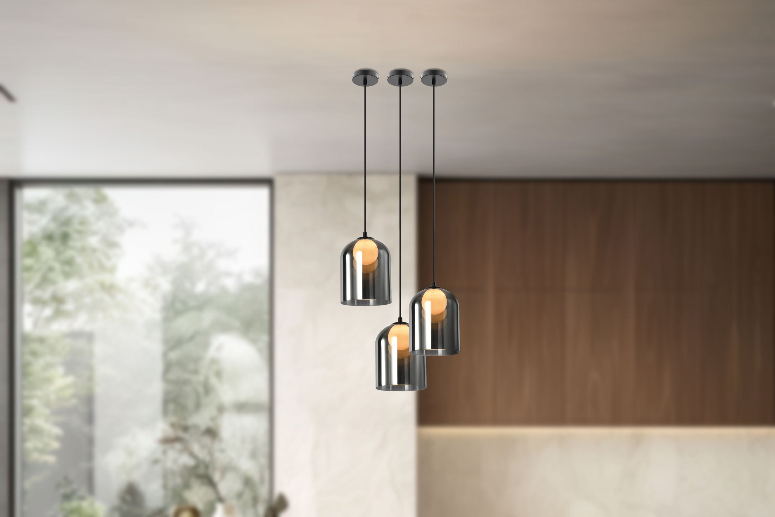 Lampa sufitowa Klea czarna G9 15W z dymiono-białym kloszem