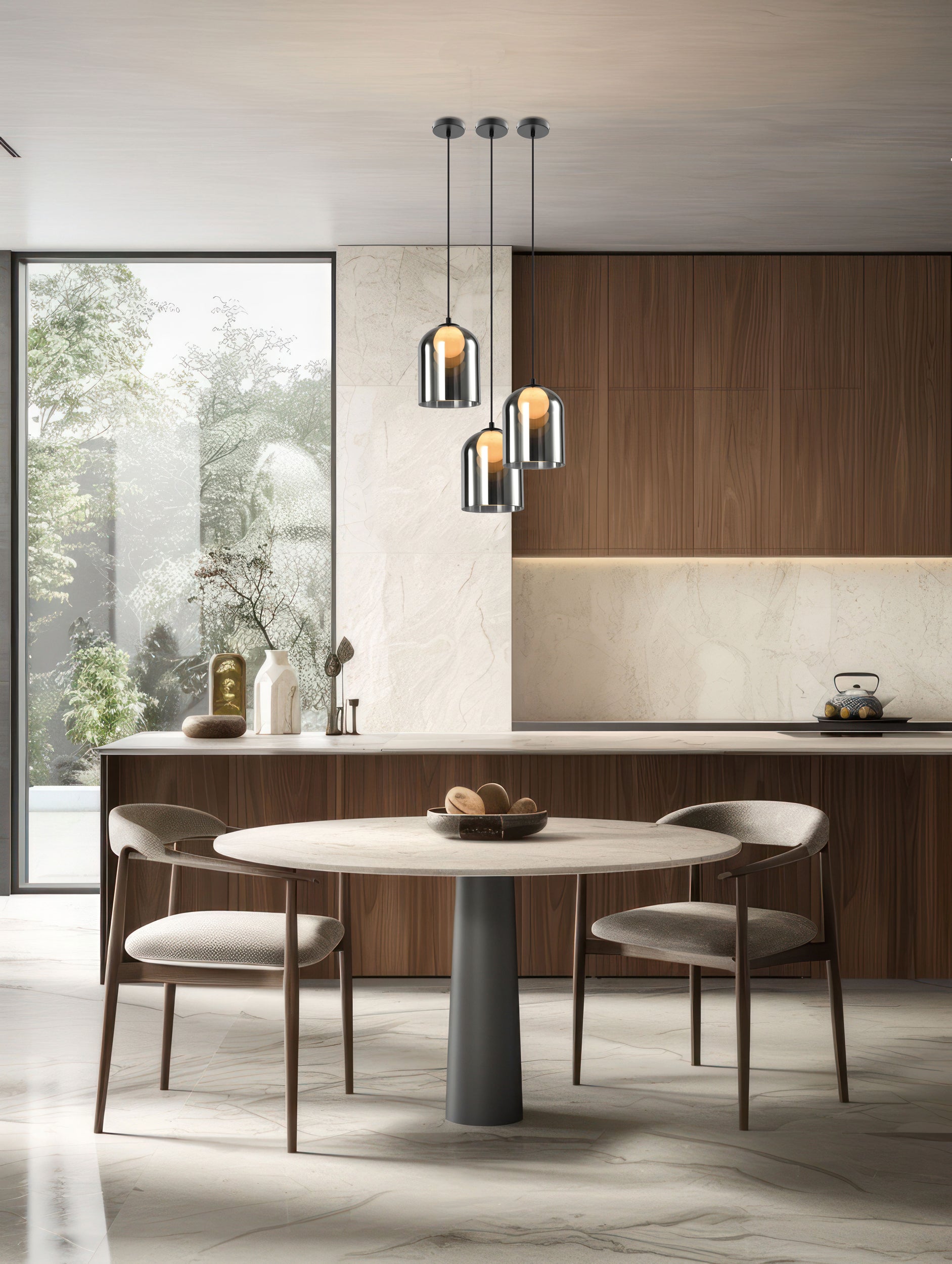 Lampa sufitowa Klea czarna G9 15W z dymiono-białym kloszem