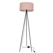 Lampa podłogowa Shanti czarna E27 40W z jasnym wrzosowym abażurem