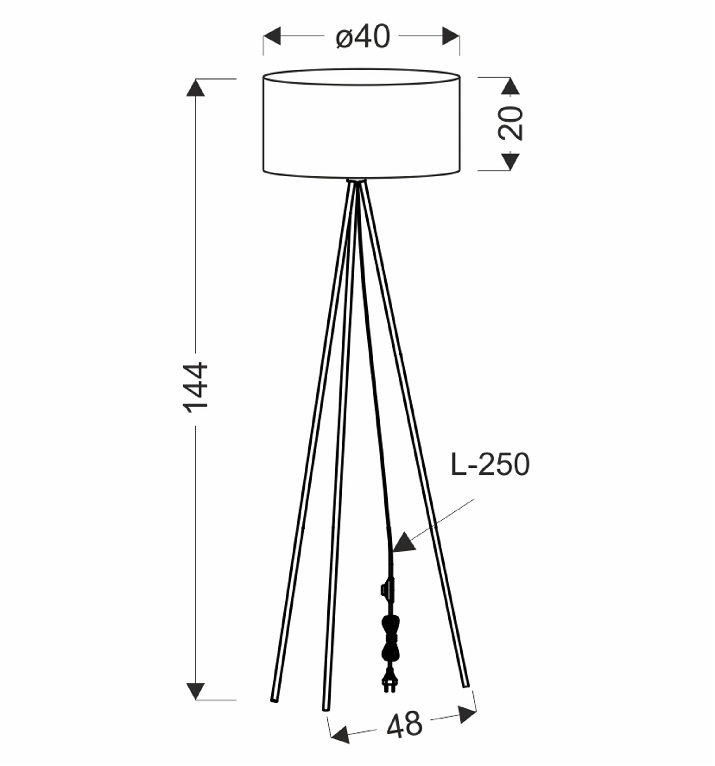 Lampa podłogowa Shanti czarna E27 40W z jasnym wrzosowym abażurem