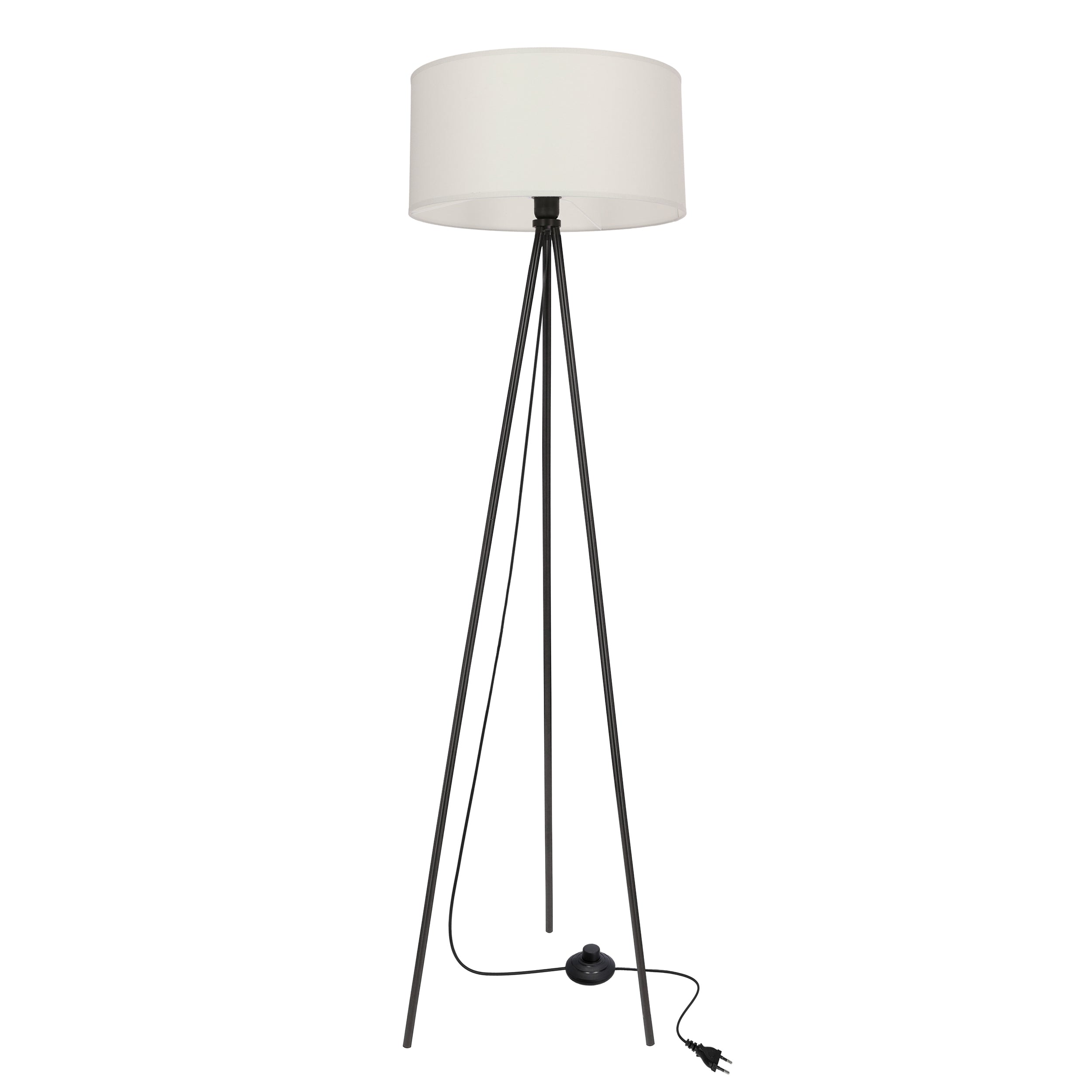 Lampa podłogowa Shanti czarna E27 40W z szarym abażurem