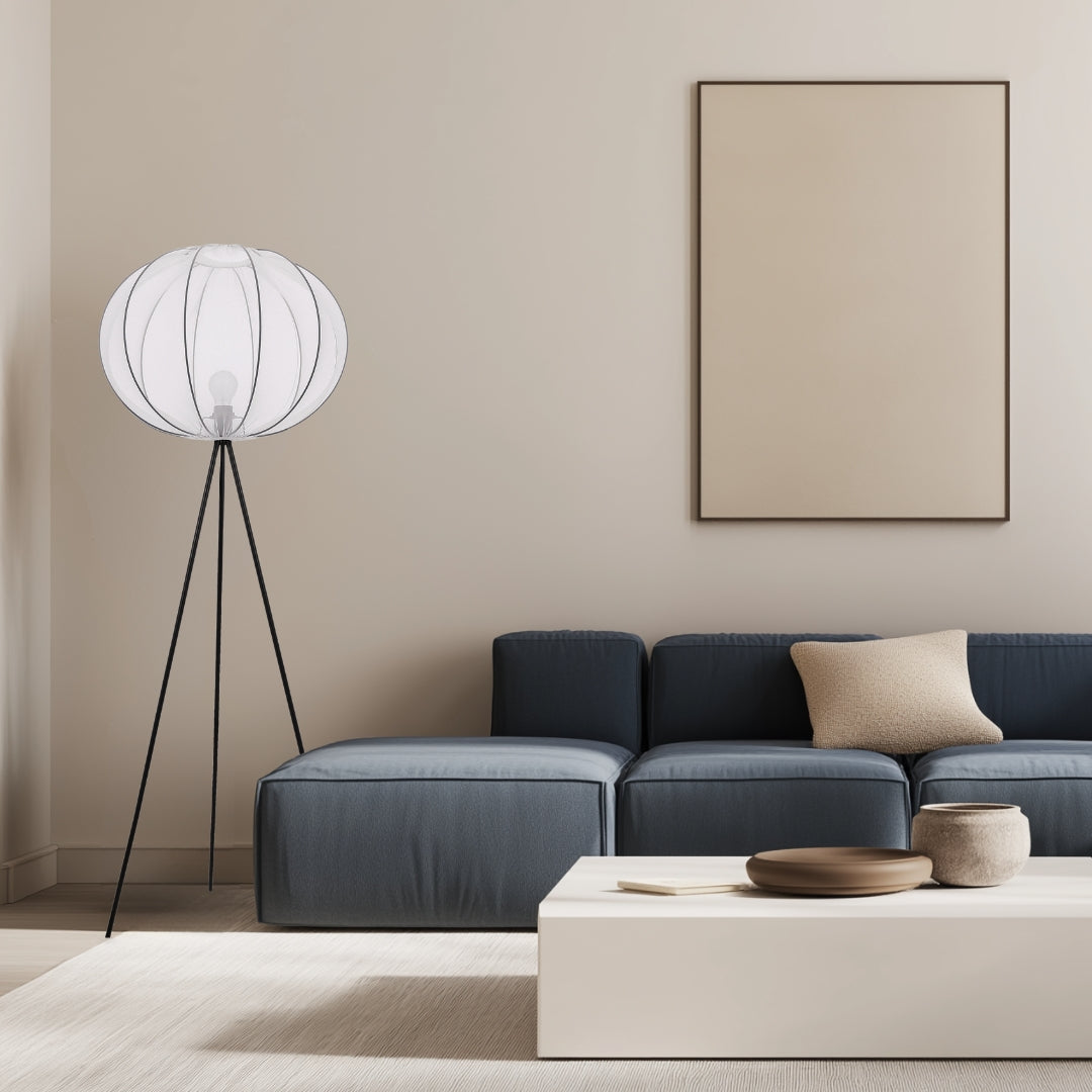 Lampa podłogowa Mellow czarna E27 40W z białym abażurem