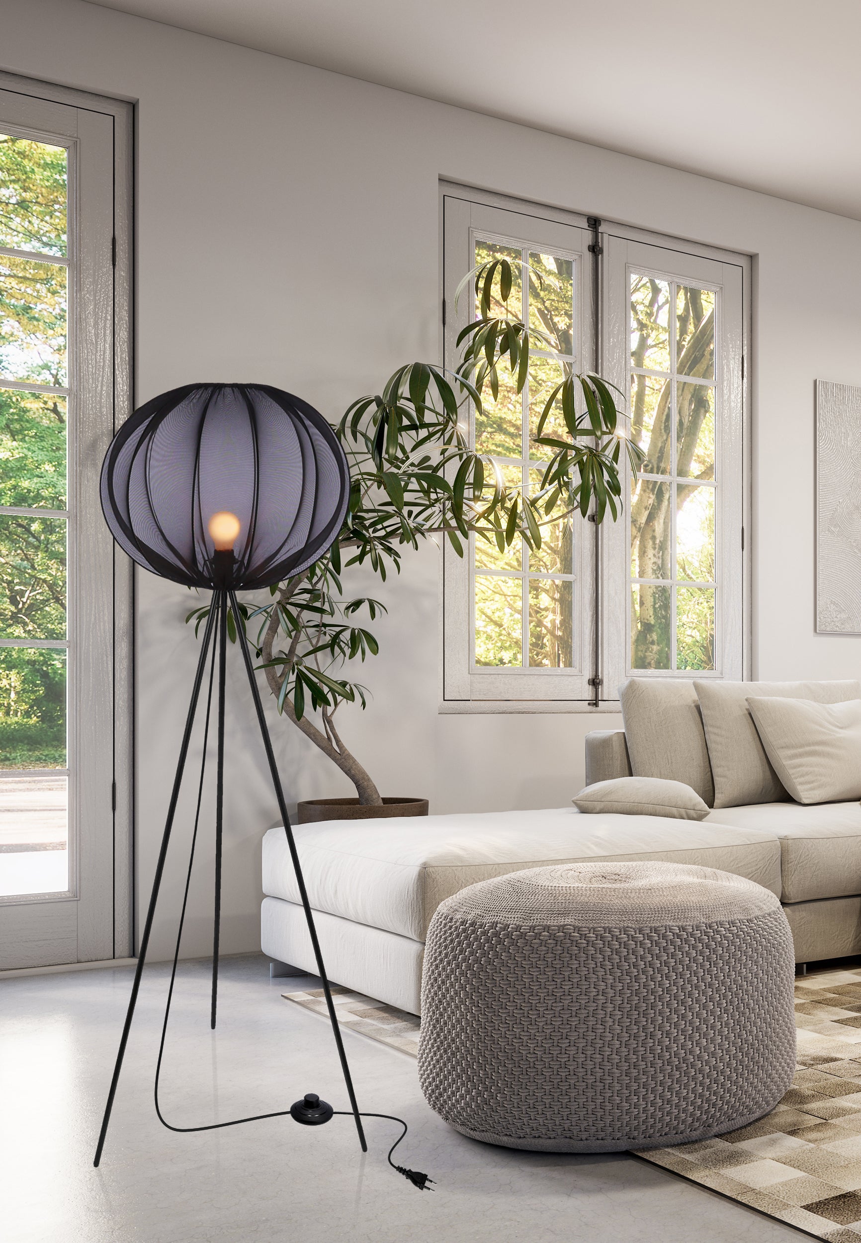 Lampa podłogowa Mellow czarna E27 40W z czarnym abażurem