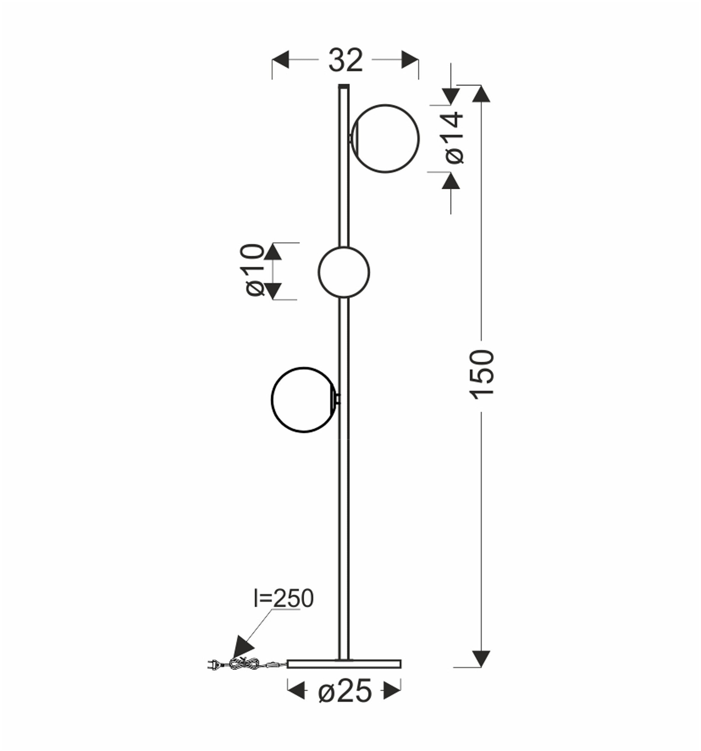 Lampa Podłogowa Kama x3 150 cm czarno-złota G9