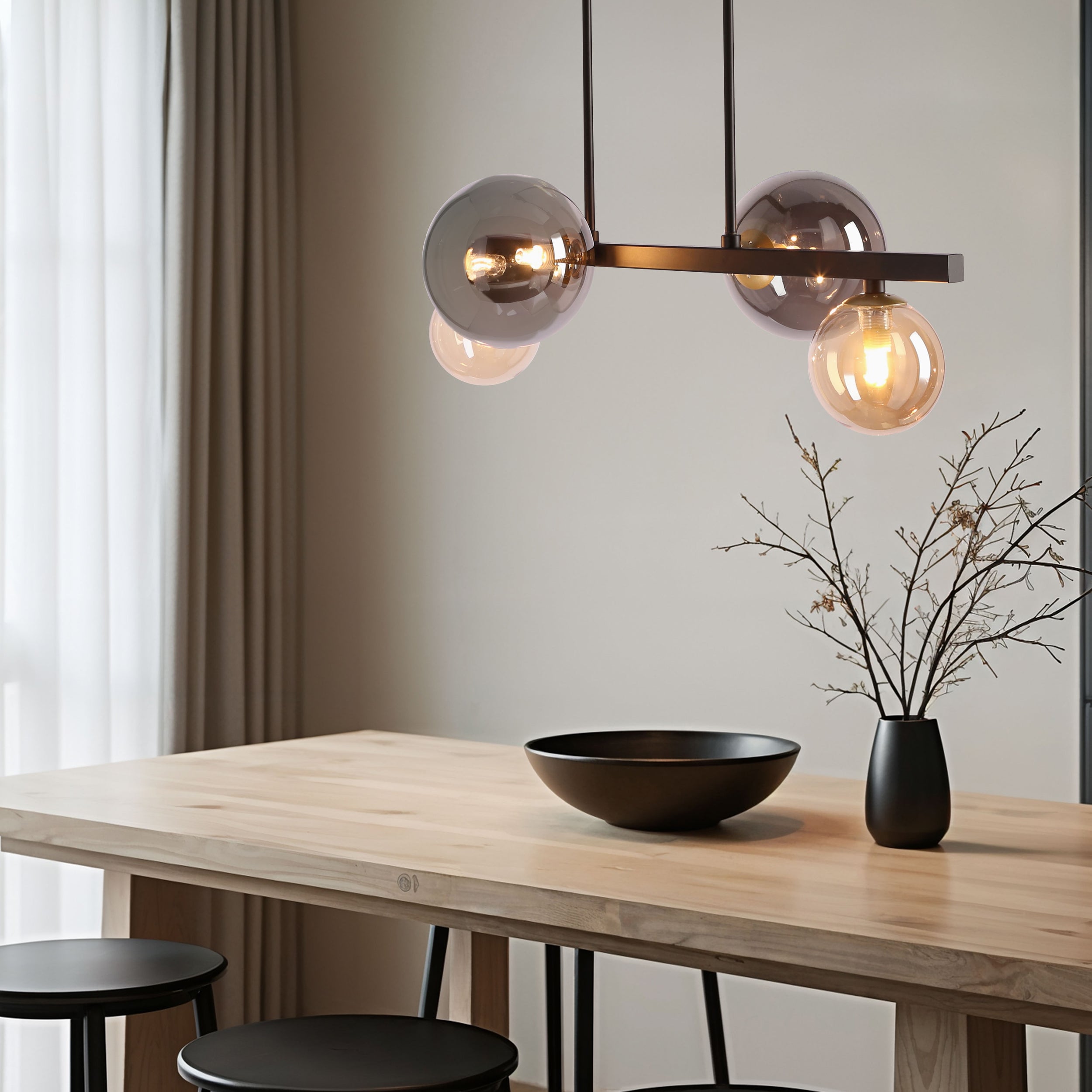 Lampa Wisząca Kama x4 czarno-złota G9