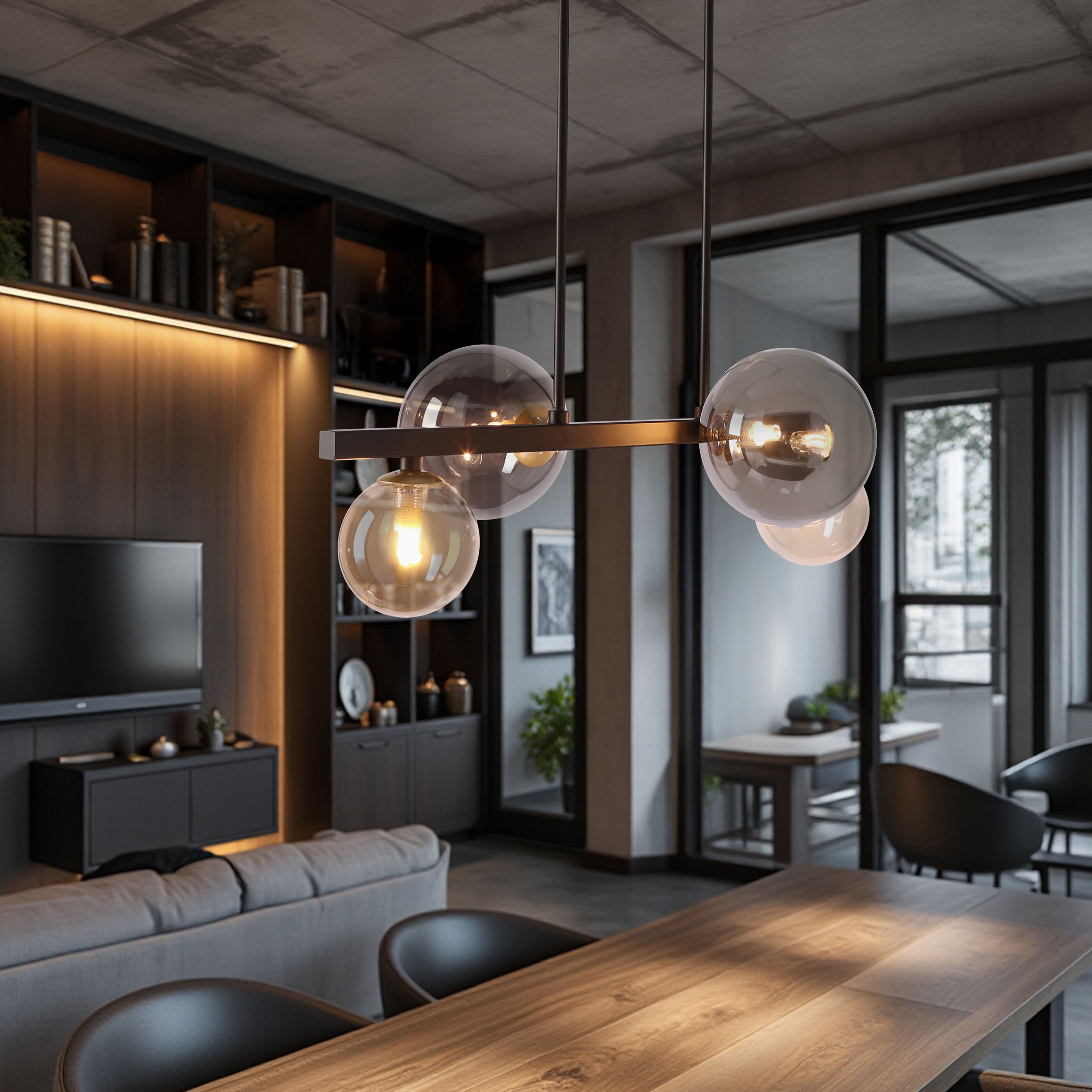 Lampa Wisząca Kama x4 czarno-złota G9
