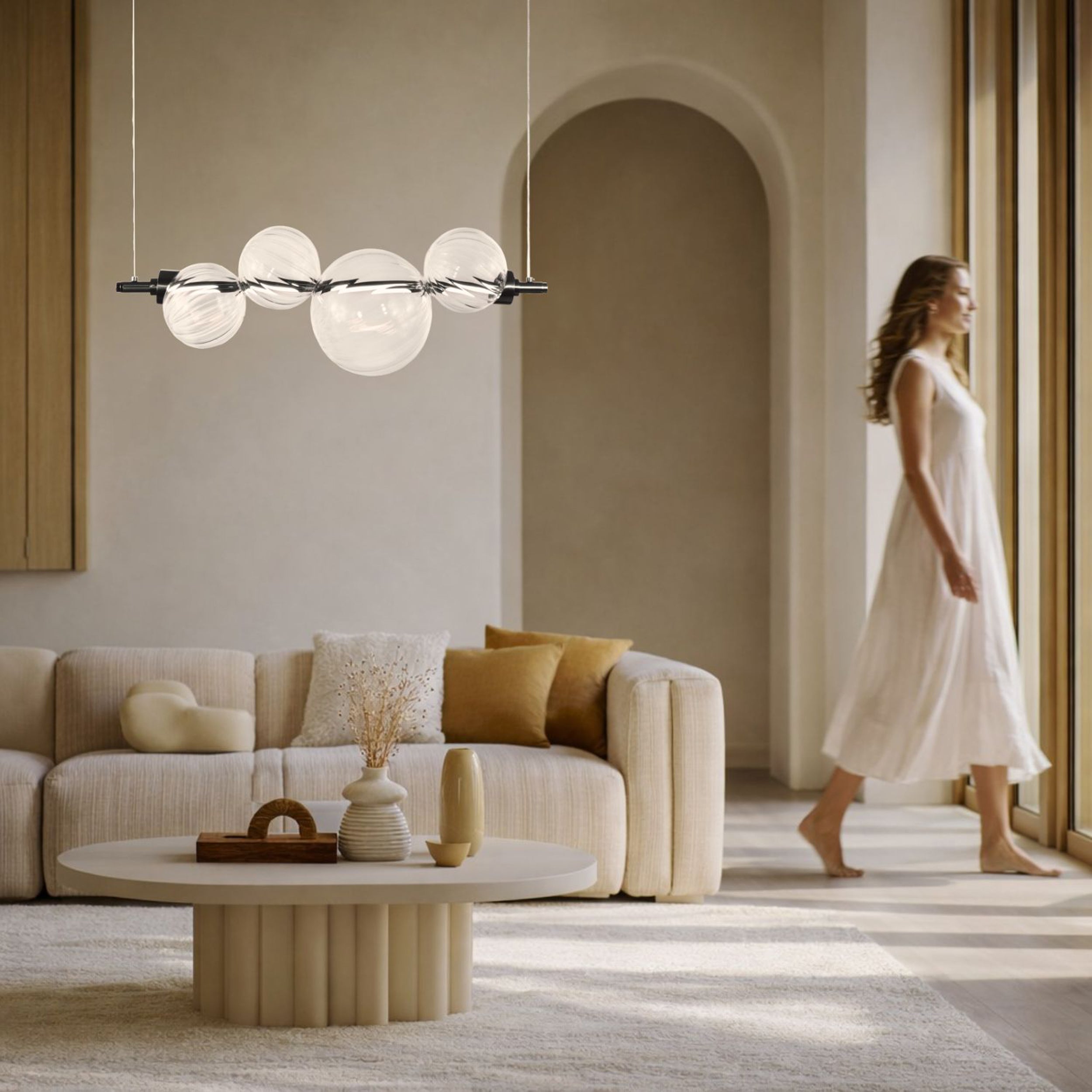 Lampa wisząca LED Playa 4x czarna 3000K 12W z bezbarwnym kloszem