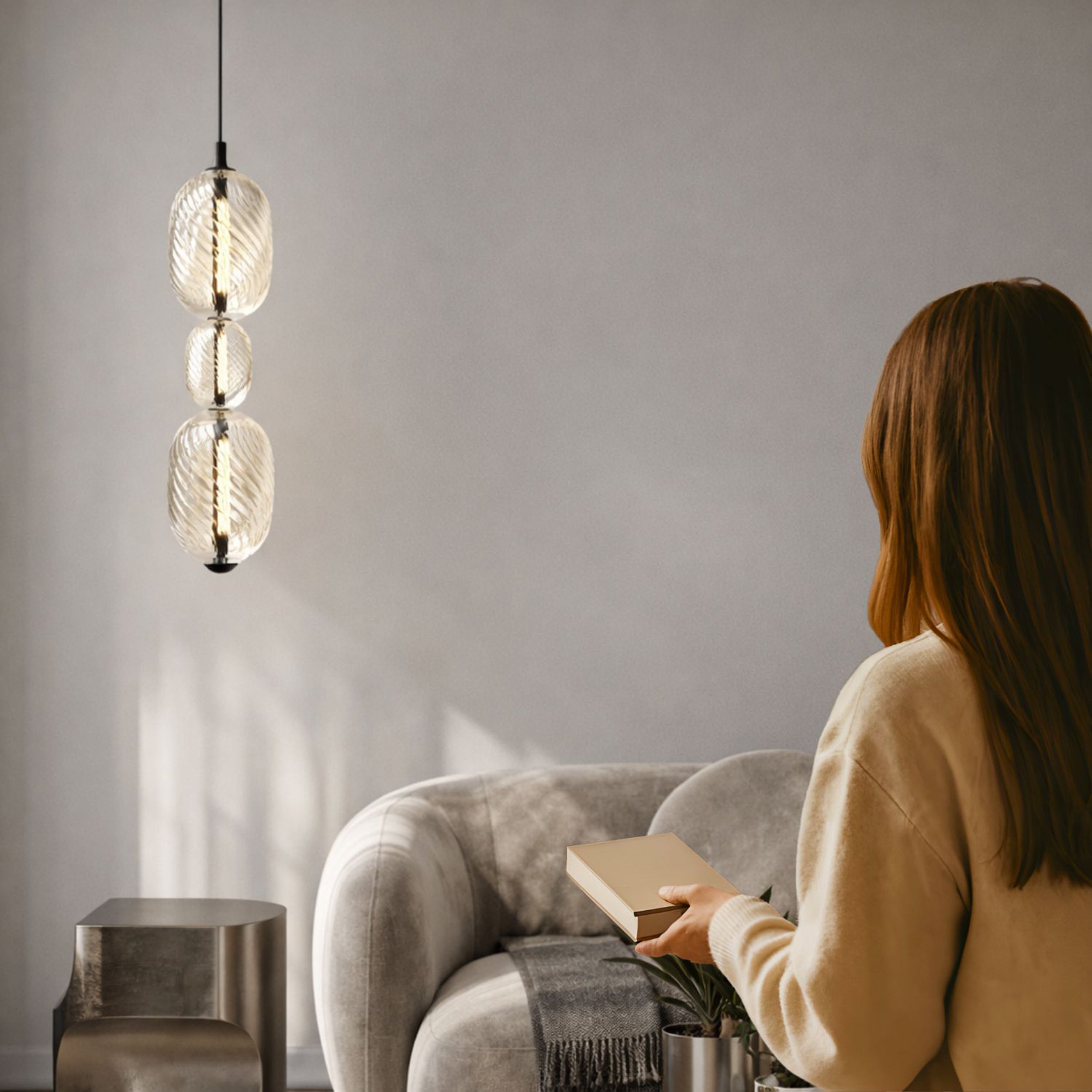 Lampa wisząca LED Playa 3x czarna 3000K 12W z bezbarwnym kloszem
