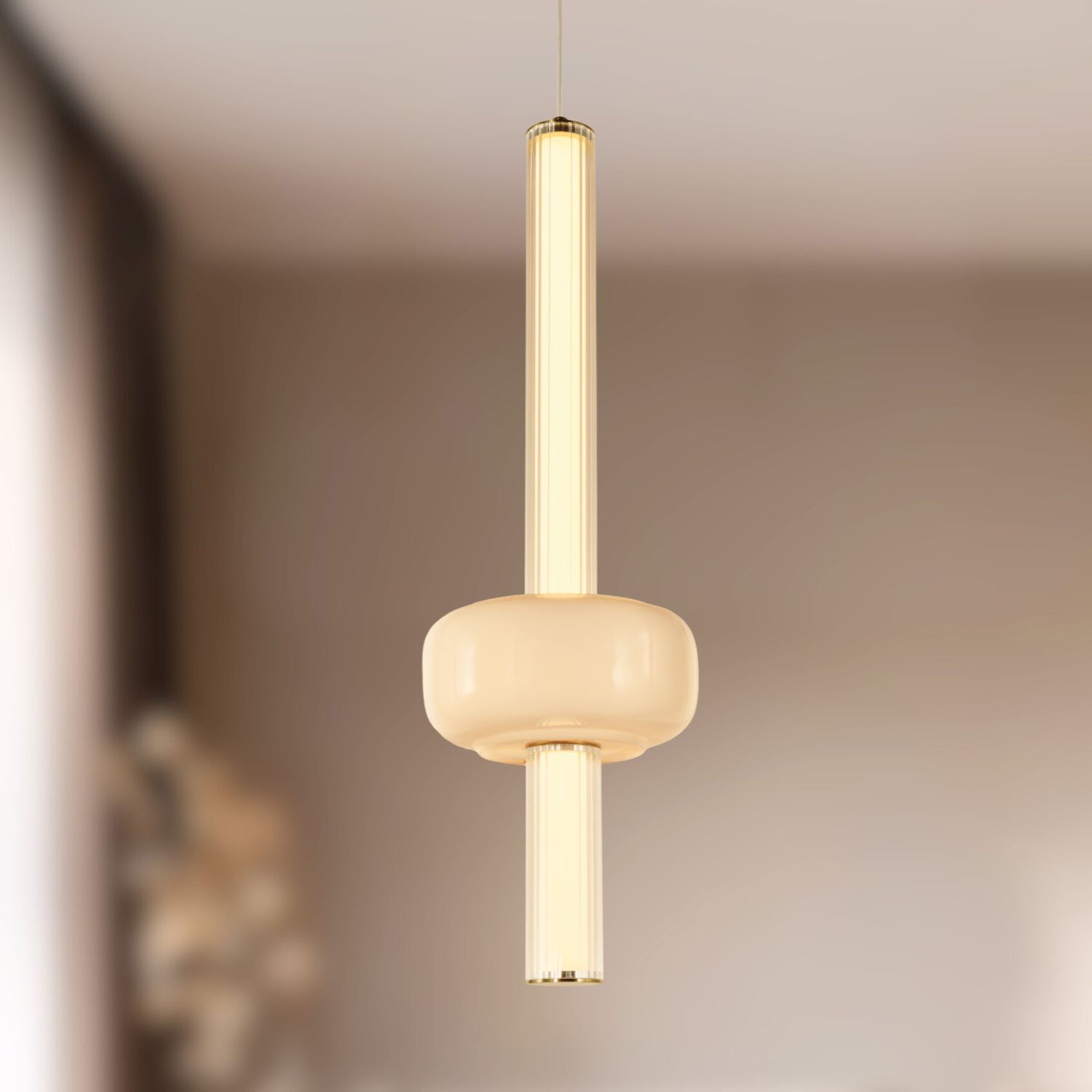 Lampa wisząca LED Puras D mosiężna 3000K 15W z bezbarwno-białym kloszem