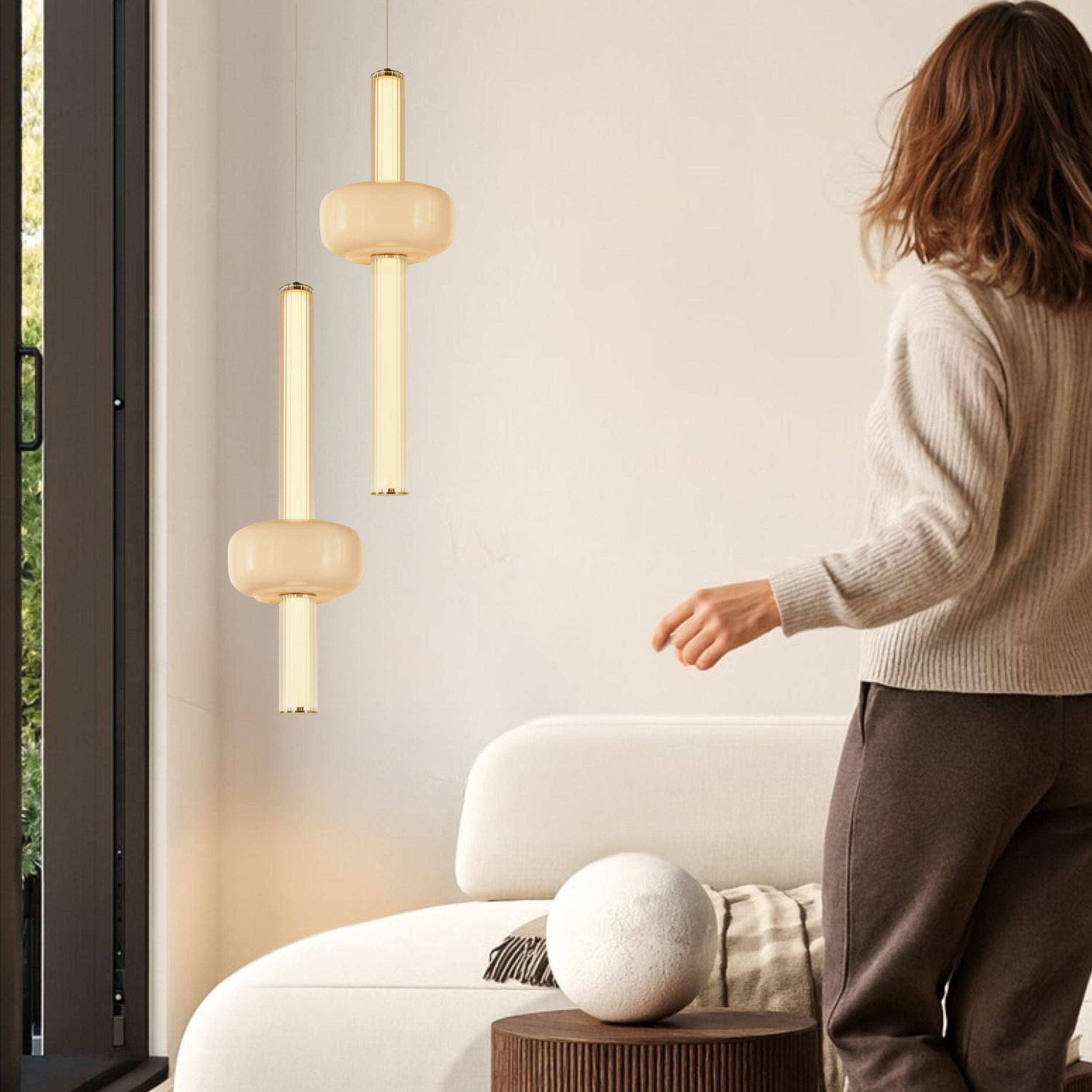 Lampa wisząca LED Puras D mosiężna 3000K 15W z bezbarwno-białym kloszem