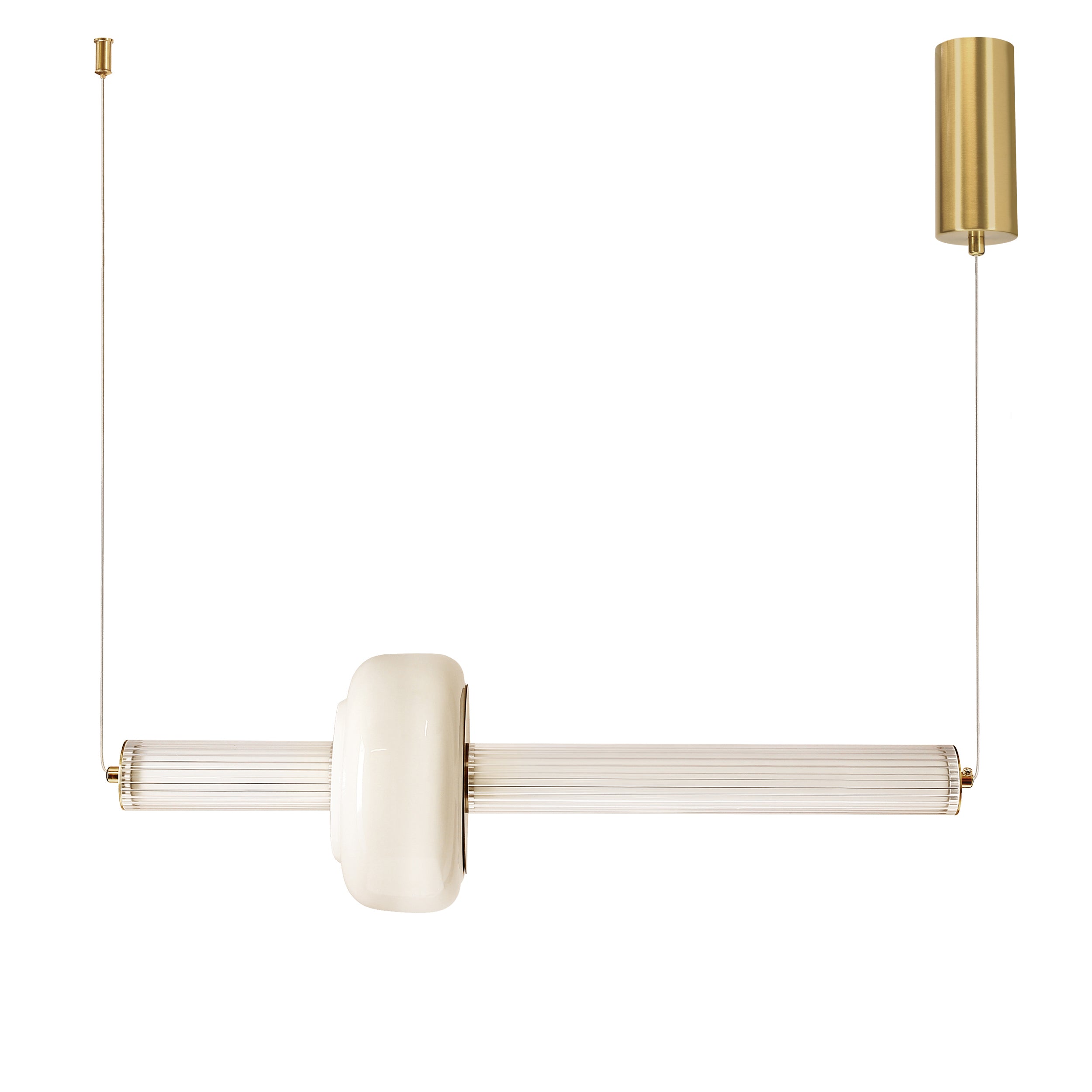 Lampa wisząca LED Puras mosiężna 3000K 15W z bezbarwno-białym kloszem