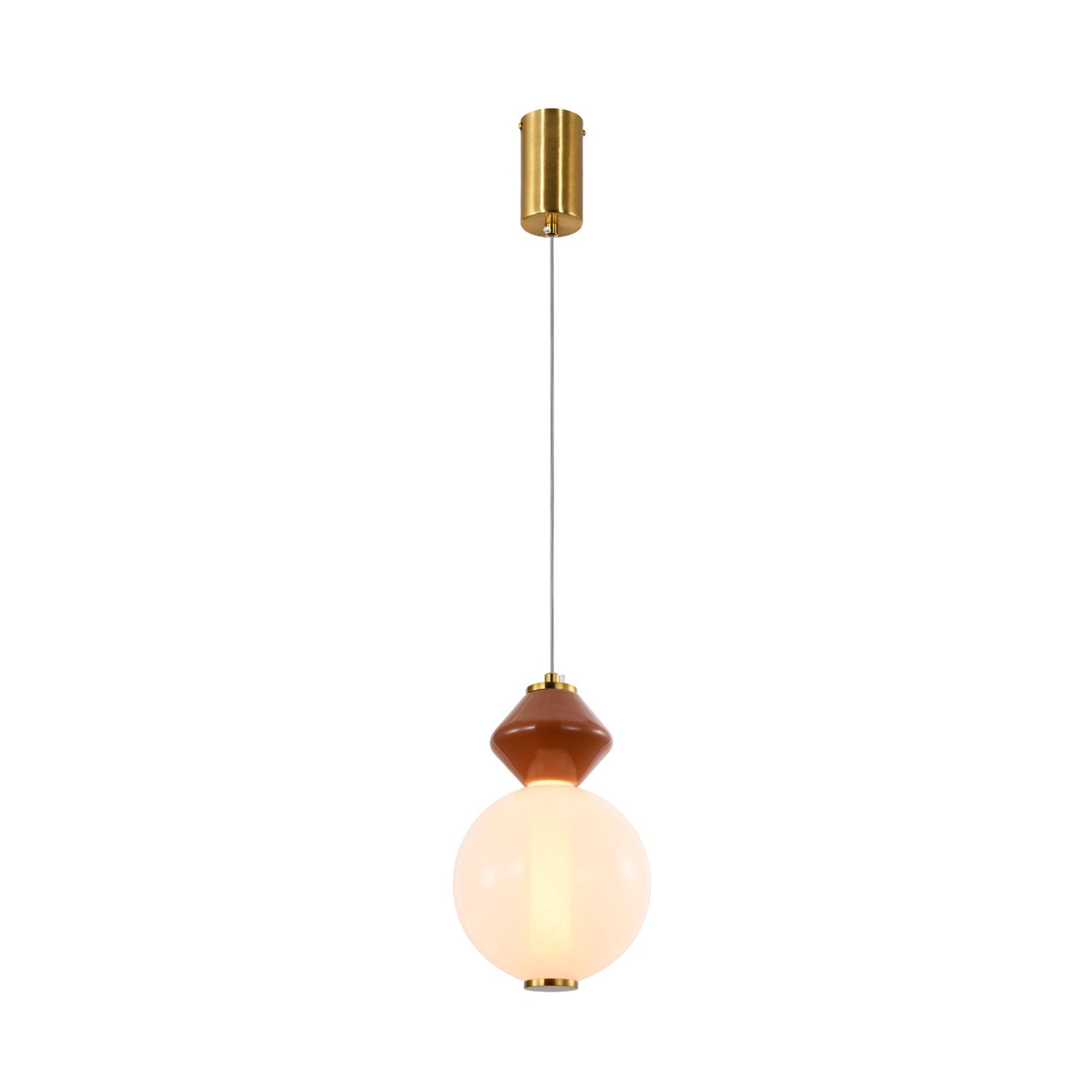 Lampa wisząca LED Flores mosiężno-brązowa 3000K 7W z białym kloszem