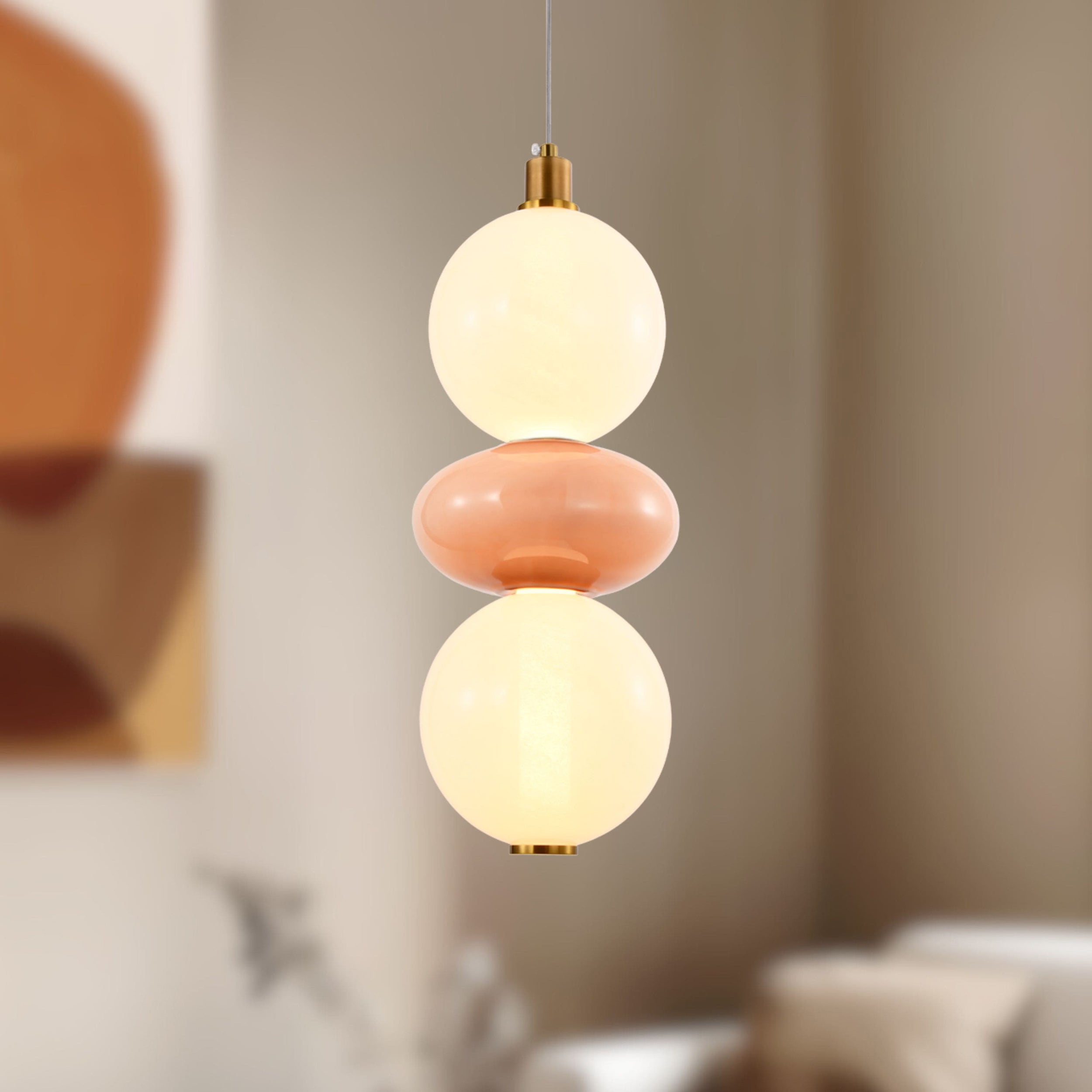 Lampa wisząca LED Flores mosiężno-brązowa 3000K 12W z białym kloszem