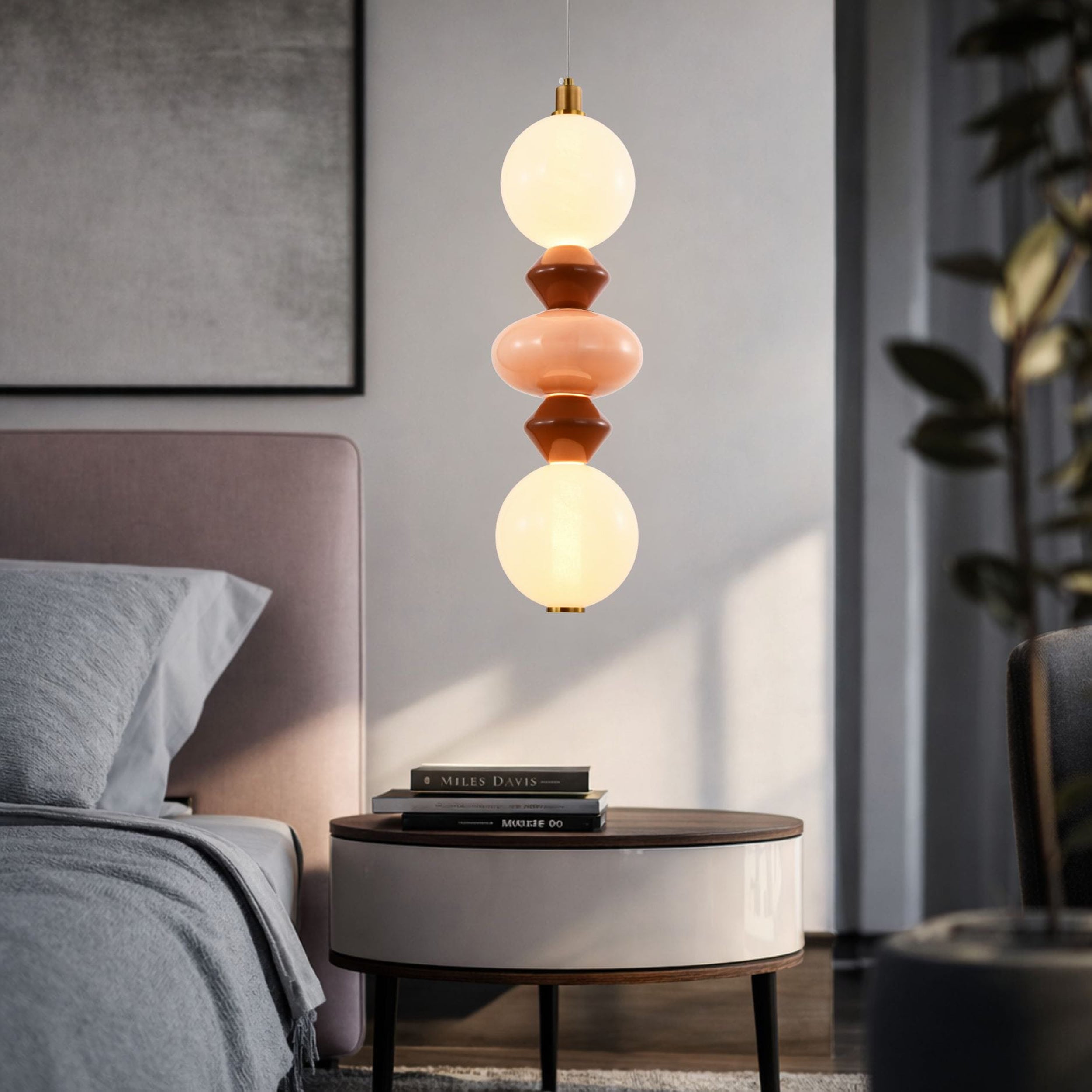 Lampa wisząca LED Flores brązowo-pomarańczowa 3000K 15W z białym kloszem