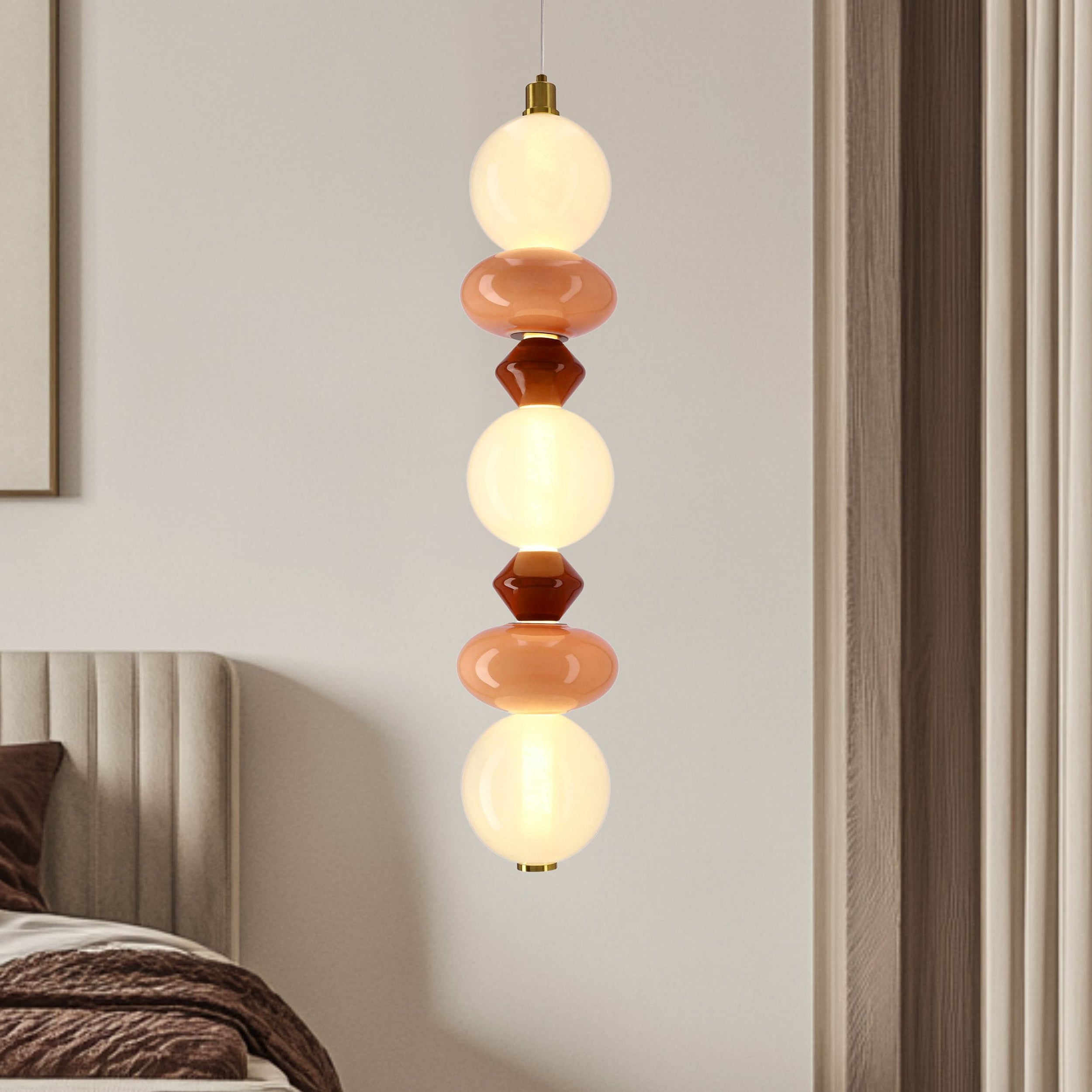Lampa wisząca LED Flores brązowo-pomarańczowa 3000K 20W z białym kloszem