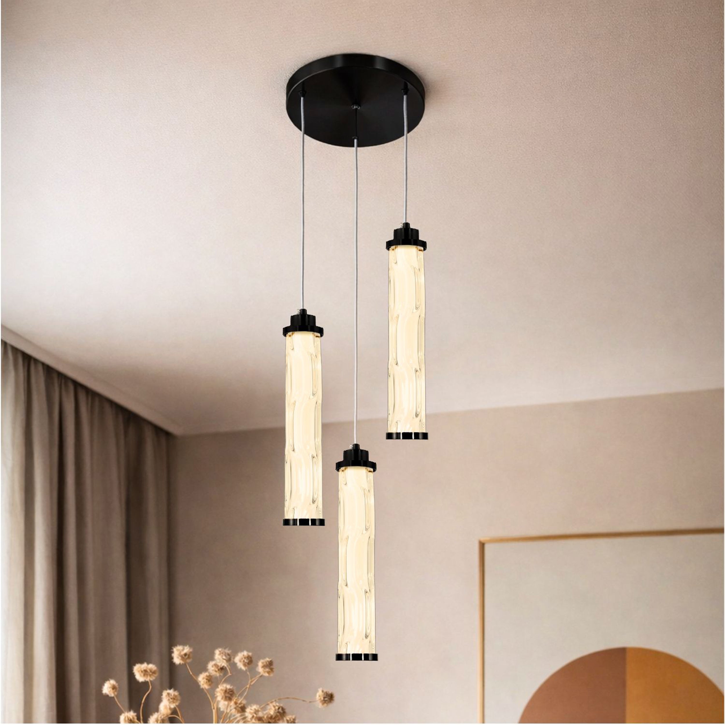 Lampa wisząca LED Corte czarna matowa 3000K 25W z bezbarwnym kloszem