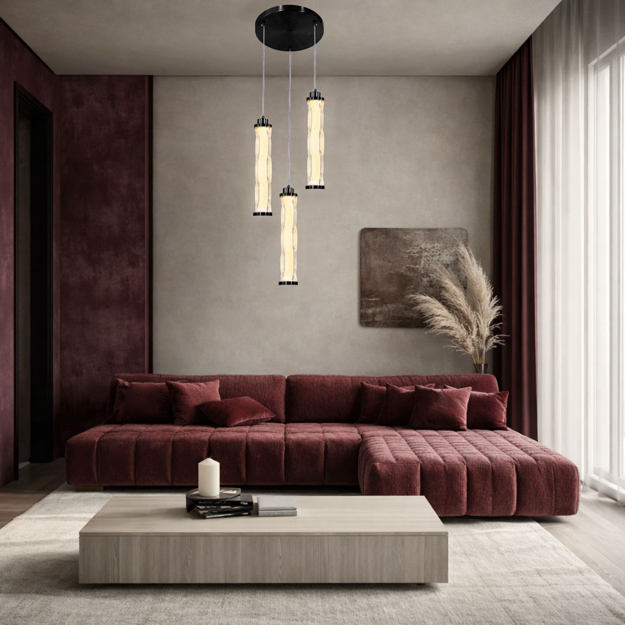 Lampa wisząca LED Corte czarna matowa 3000K 25W z bezbarwnym kloszem