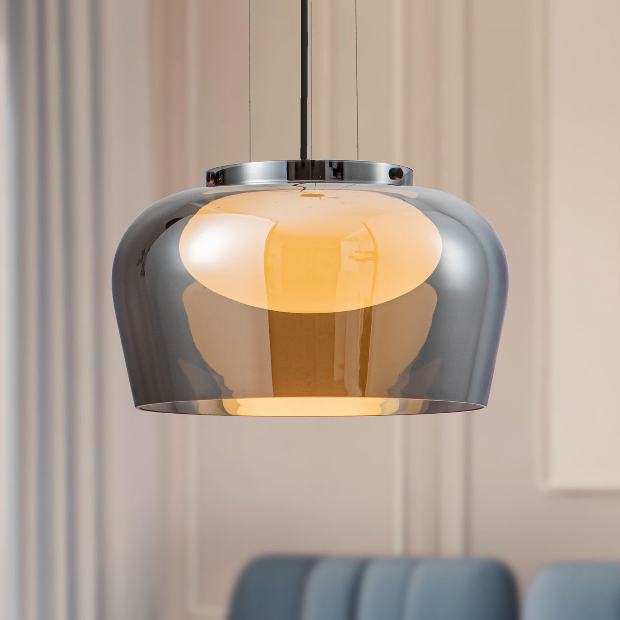 Lampa wisząca Insieme 38 czarna GX53 10W z dymiono-białym kloszem