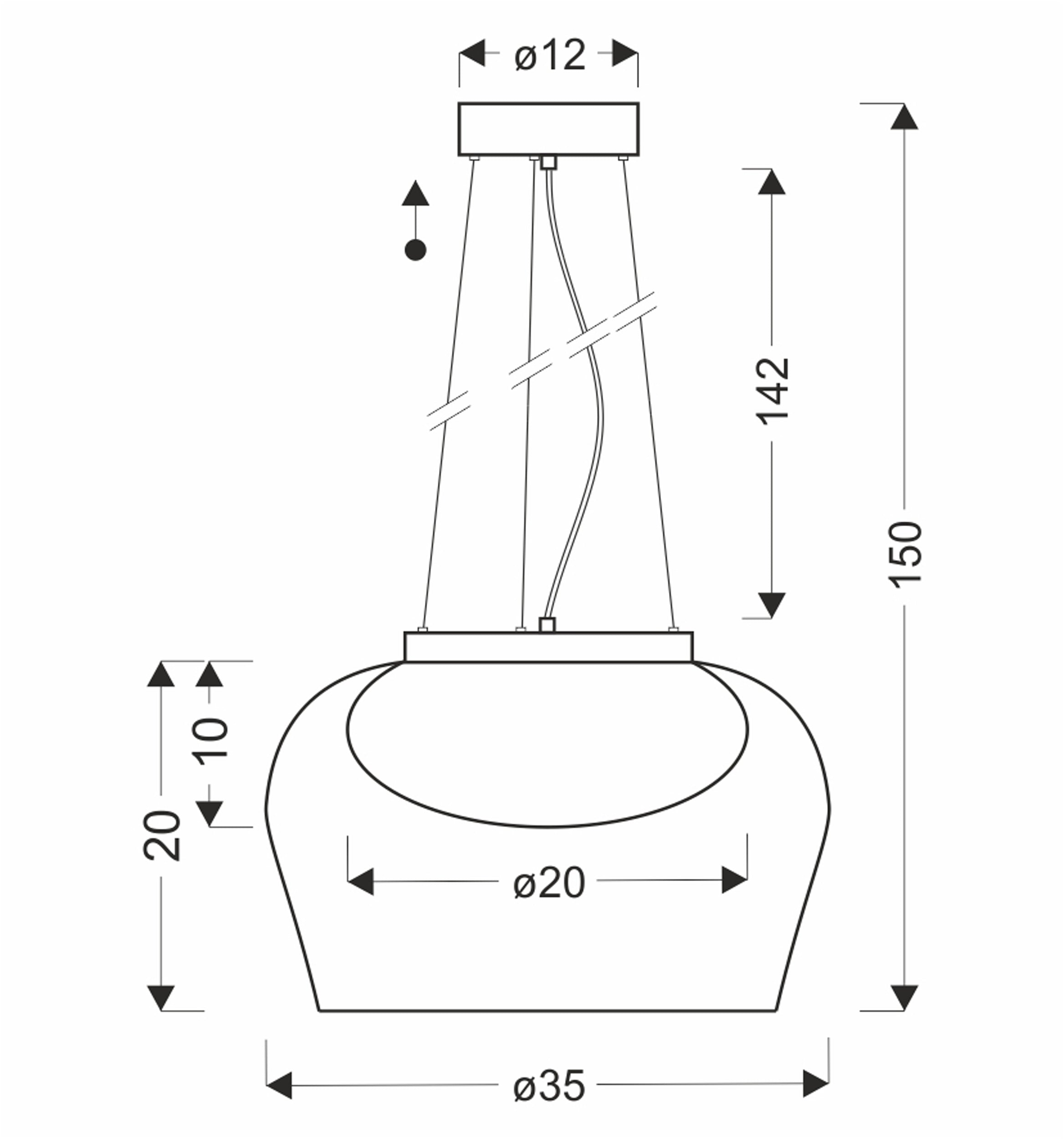 Lampa wisząca Insieme 35 czarno-chromowa GX53 10W z dymiono-białym kloszem